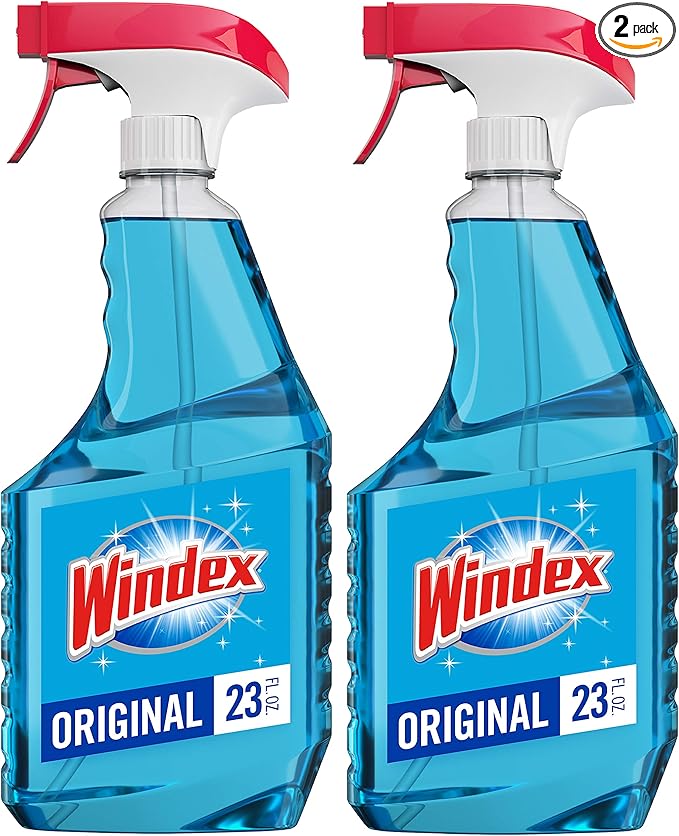Windex Glass and Window Cleaner Spray Bottle, Bottle Made from 100% Recycled Plastic, Surface Cleaning Spray, Original Blue Scent, 23 Fl Oz (Pack of 2)