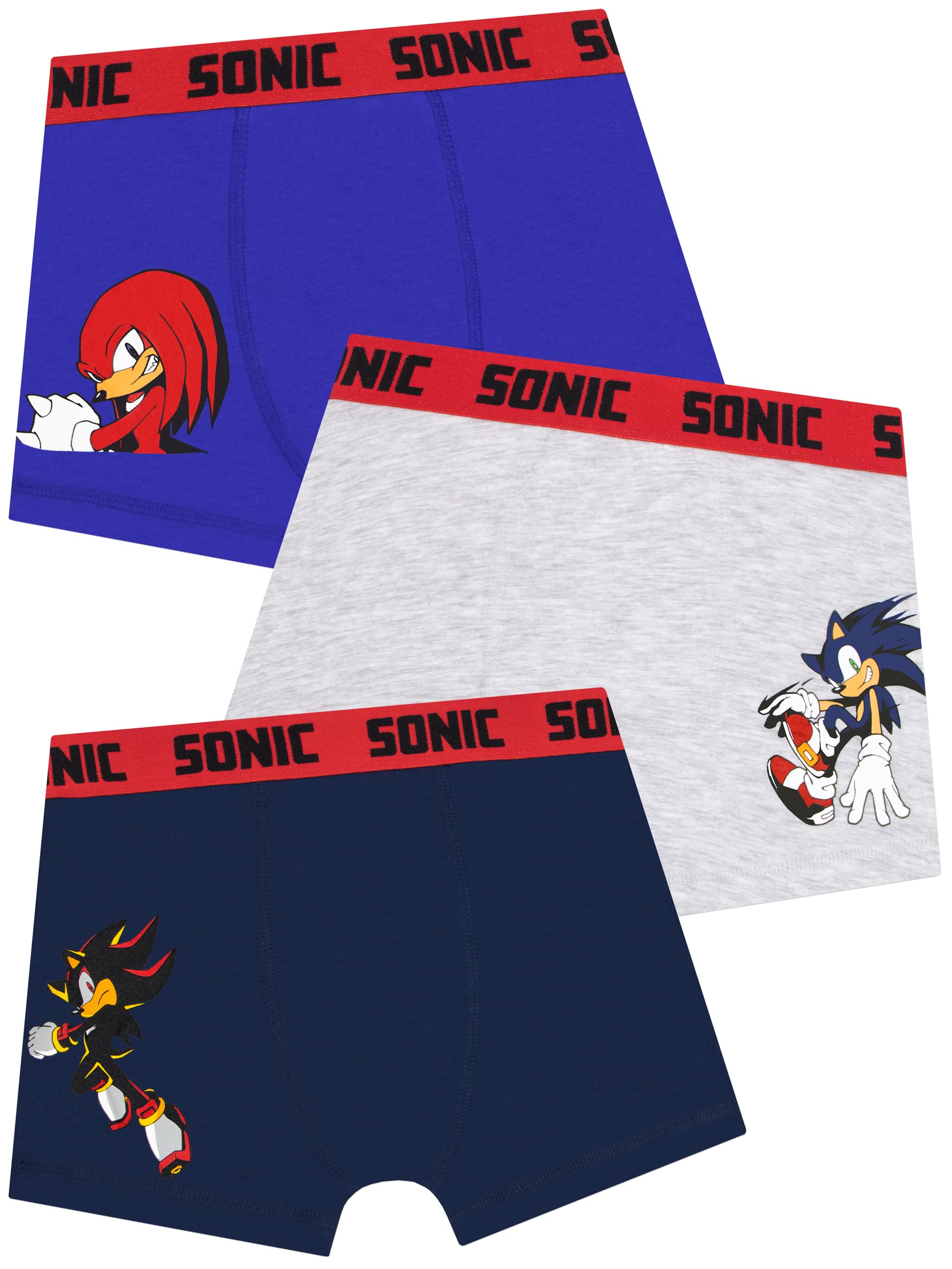 Sonic The Hedgehog Lot de 3 Boxers Garçon, sous-Vêtements Enfant avec Sonic, Knuckles et Shadow, Slip et Caleçon Garçon