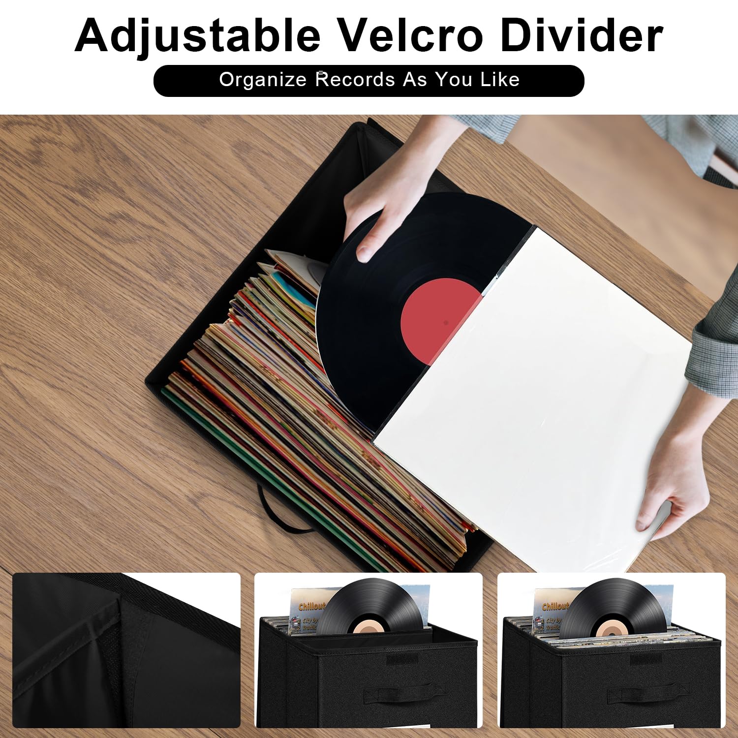 Caja de Almacenamiento para Discos de Vinilo LP 12 Pulgadas Capacidad 90 Discos