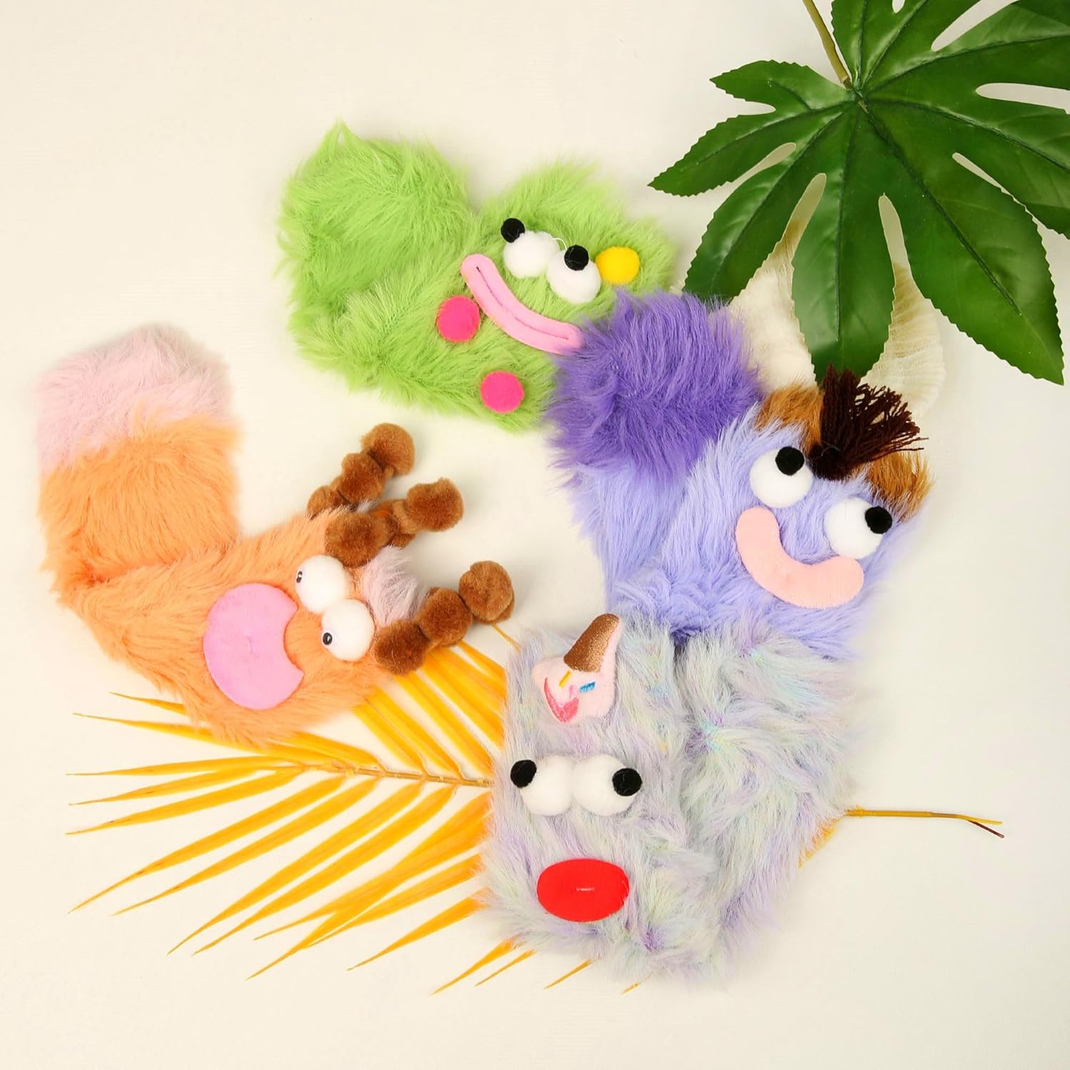 4 Pair Funny Crazy Socks for Women Novelty 3D Cute Animal Fuzzy Socks Soft Faux Mink Plush Crew Socks for White Elephant Gifts Sewn-on Eyes Stretchy Breathable Sleep Socks - Image 3