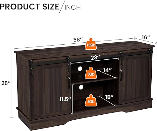 Miniatura 3 de Yaheetech Soporte de TV para televisores de hasta 65 pulgadas, centro de entretenimiento multimedia, mesa consola de TV de 58 pulgadas con estantes