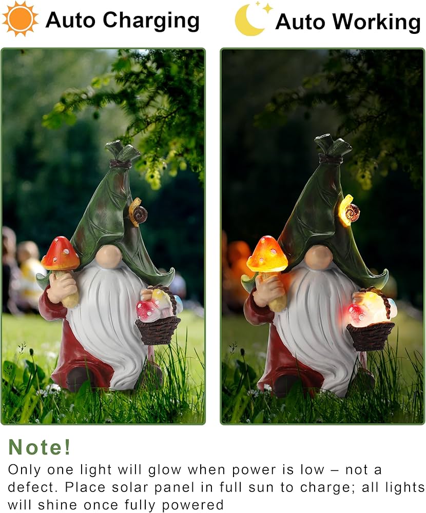 Amazon.com: ZhiYo-GD Mushroom-Picking Gnome Solar Garden Statue Amazon.com: ZhiYo-GD Mushroom-Picking Gnome Solar Garden Statue