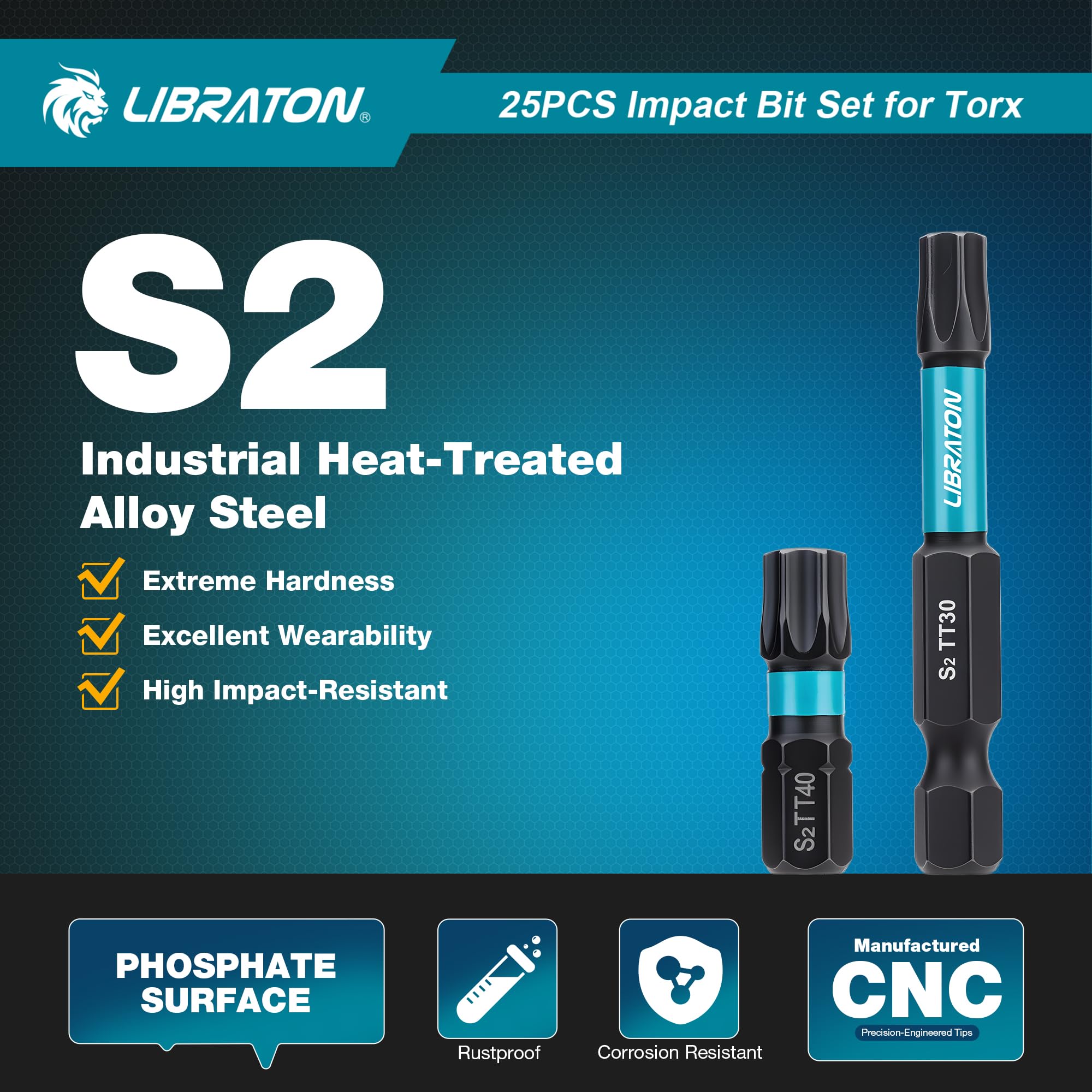 LIBRATON Security Torx Bit Set, 25PCS Impact Screwdriver Bits - Image 2