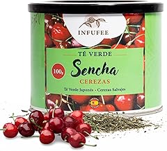 Sencha Green Tea with Wild Cherries - Japanese Tea with Cherries - Antioxidant Infusion - Japanese Green Infusion with Wild Cherries - Bulk Leaf Tea 100g Tin