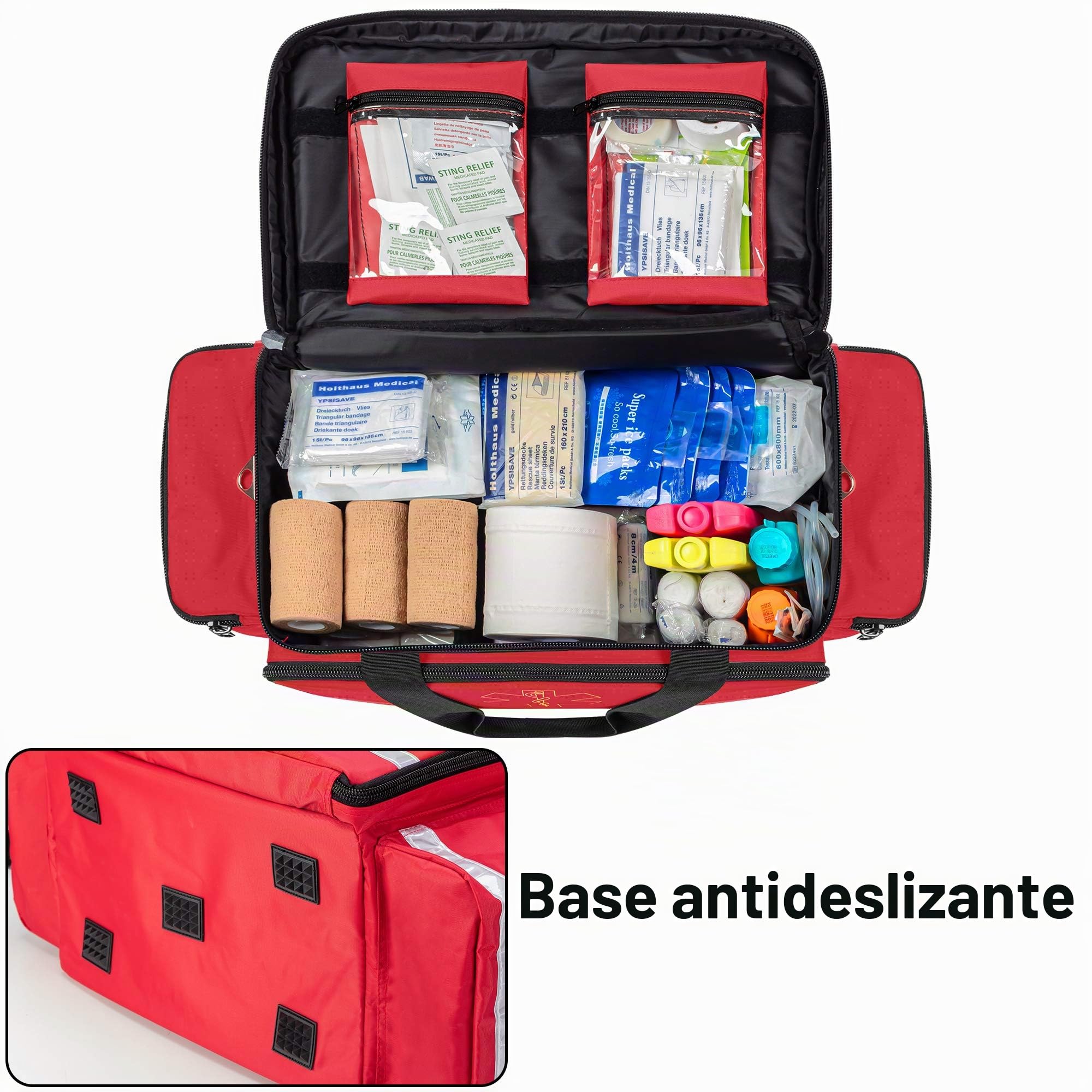 Trunab - Bolsa médica de Primeros Auxilios de Emergencia vacía Negra, Bolsa médica Profesional para Emergencia, Almacenamiento con divisores Interiores y Fondo Antideslizante, Ideal para EMT, EMS,