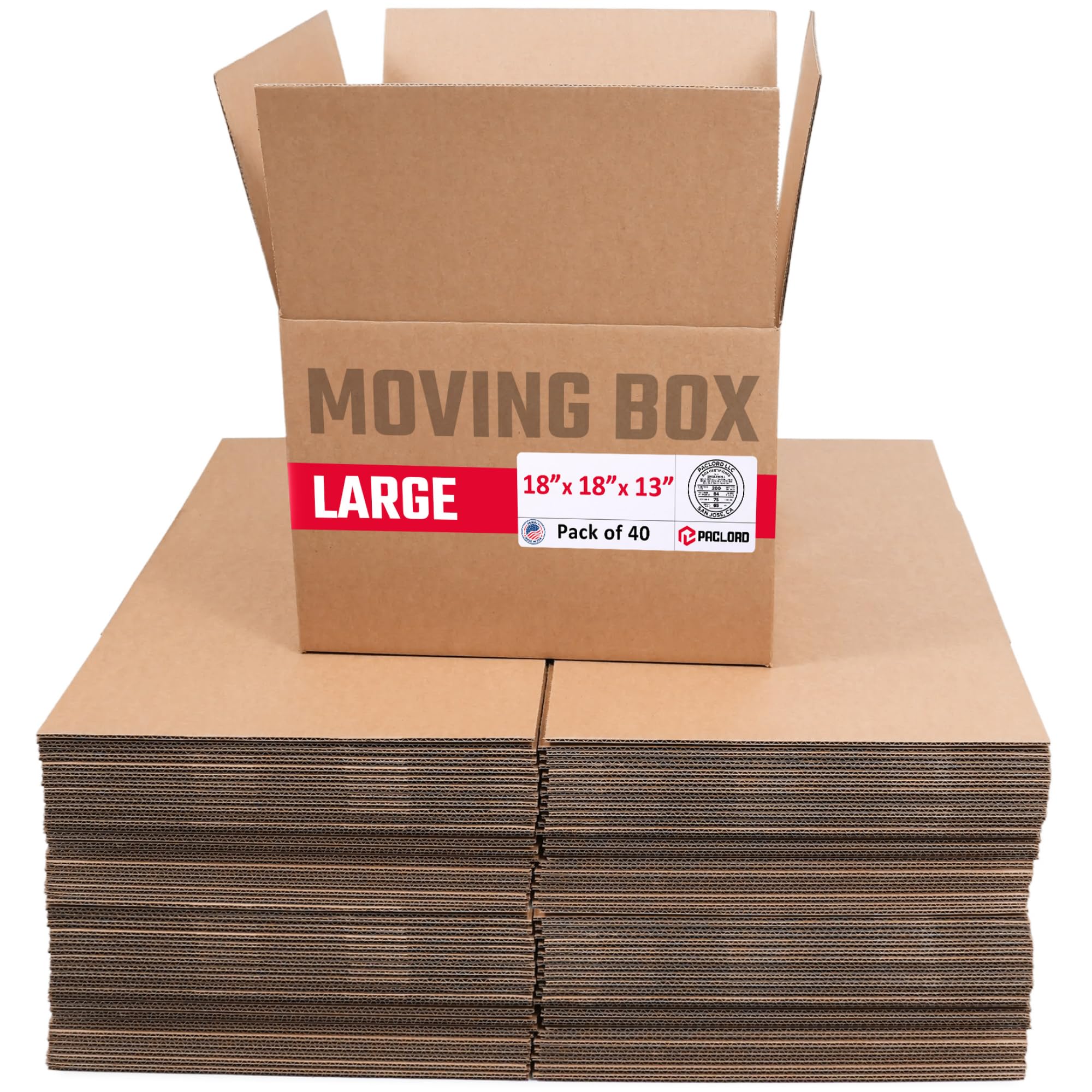 Large Moving Boxes 18"L x 18"W x 13"H (Pack of 40) - USA-Made Cardboard Packing Boxes for Moving, Shipping, or Storage - USPS, UPS, FedEx Approved - Professional Packing Supplies | USA-Made Cardboard Packing Boxes for Moving, Shipping, or Storage - USPS, UPS, FedEx Approved - Professional Packing Supplies