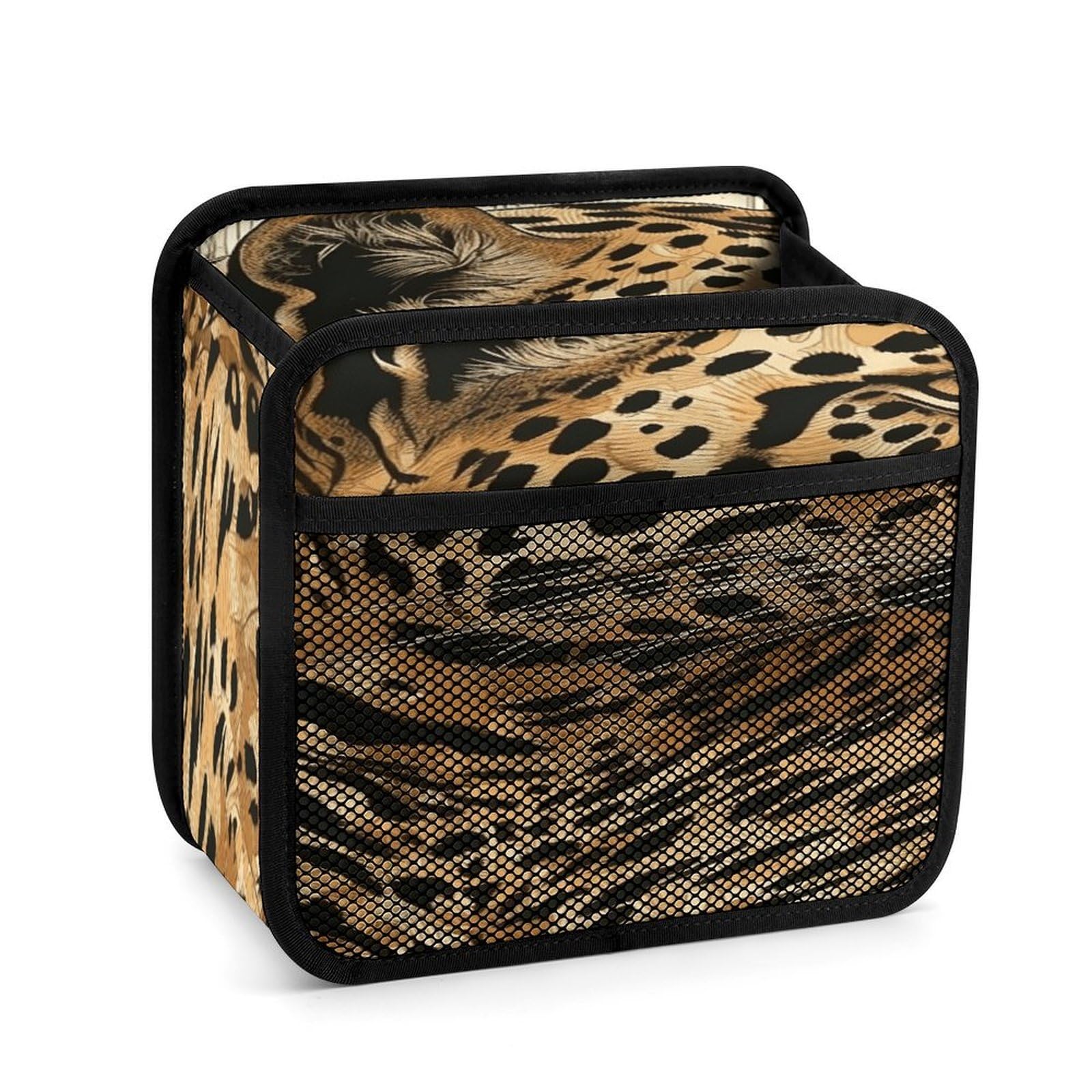Btcowzrv Style Hand Drawn Leopard Car Seat Back Organizer, Pu Leather Hanging Backseat Car Organizer With Elastic Mesh Pocket, Storage Bag For Most Vehicles