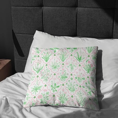 Vista 41 de Chinoiserie - Fundas de almohada azules y blancas para decoración del hogar, 18 x 18 pulgadas, funda de cojín floral para cama, sofá, 2