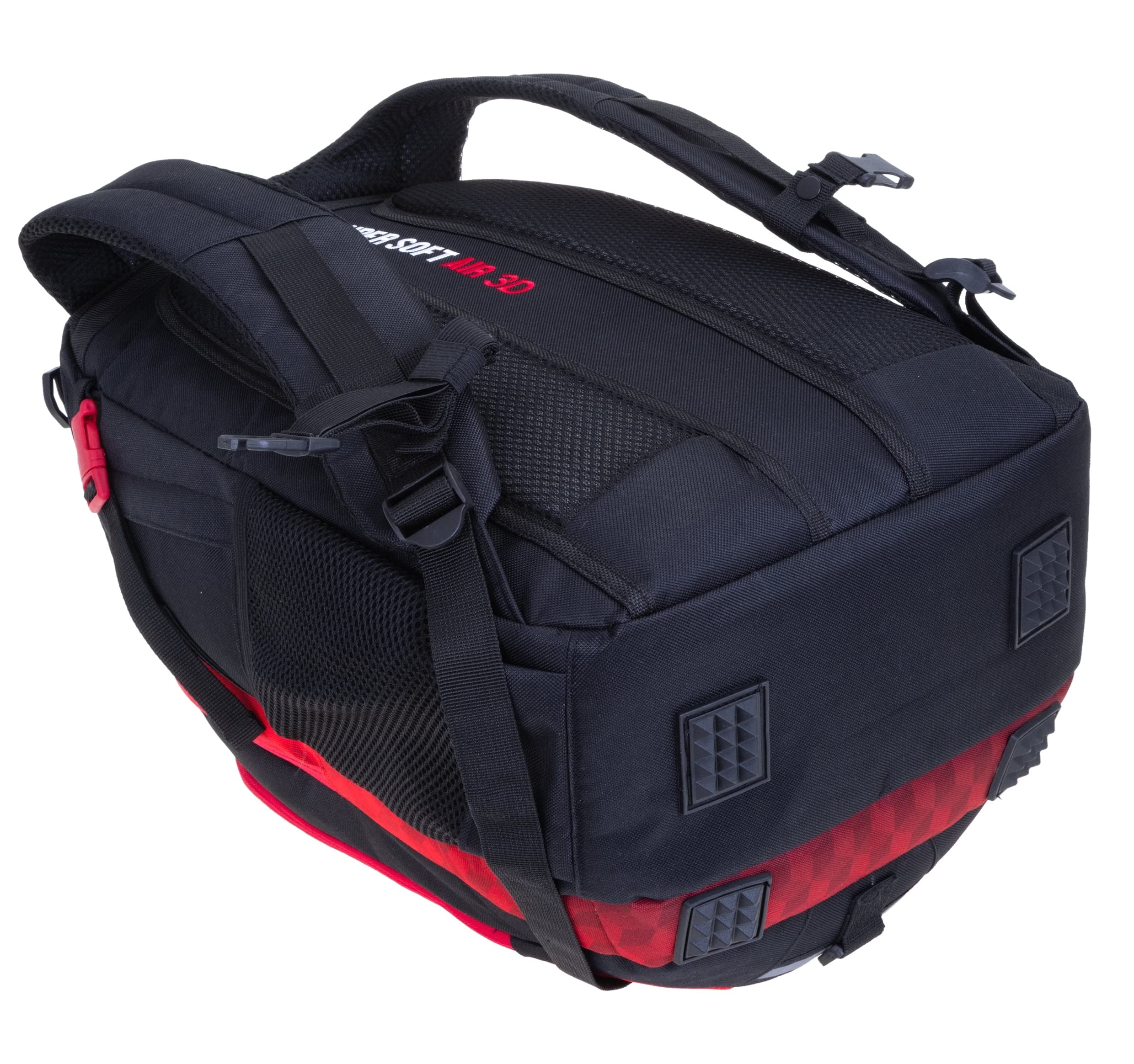 Elephant Schulrucksack Rucksack 3tlg.Set 12868 Red Cube +rsm | 3 Teile Bag Pack Rucksack Schultasche Sporttasche Mäppchen Box Schule Jungen Mädchen Laptopfach Rot Schwarz