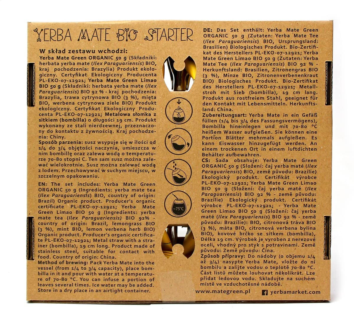 Mate Green Yerba mate tee set 12x118g ● Mate Organic set ● Mate tee bio mit Zitrone ● Mate bio tee ● luftgetrocknet ● edelstahl trinkhalm bombilla ● Traditionell geerntet, ohne Rauch getrocknet