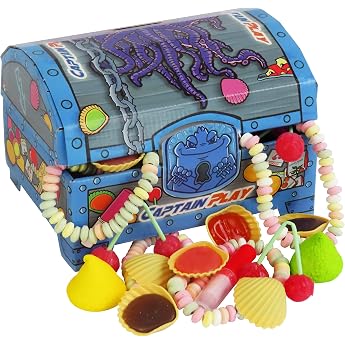 CAPTAIN PLAY Retro Sweets Treasure Chest Retro Candy Box with 400 g Nostalgia Sweets in Individual Packaging