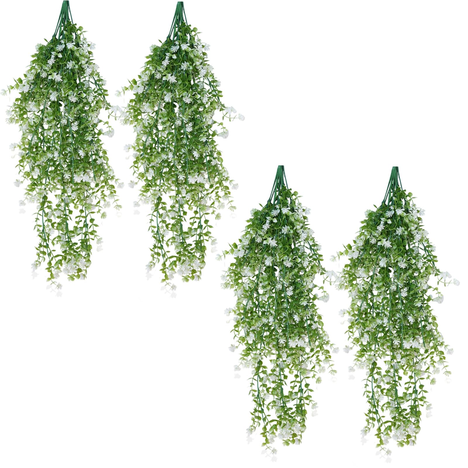 Xinsheinelry 4pcs Realistic Hanging Eucalyptuses Silk Flower Weather Proof Perfect for Kitchen Backyard Wedding Party Indoor Hanging Eucalyptuses Garlands