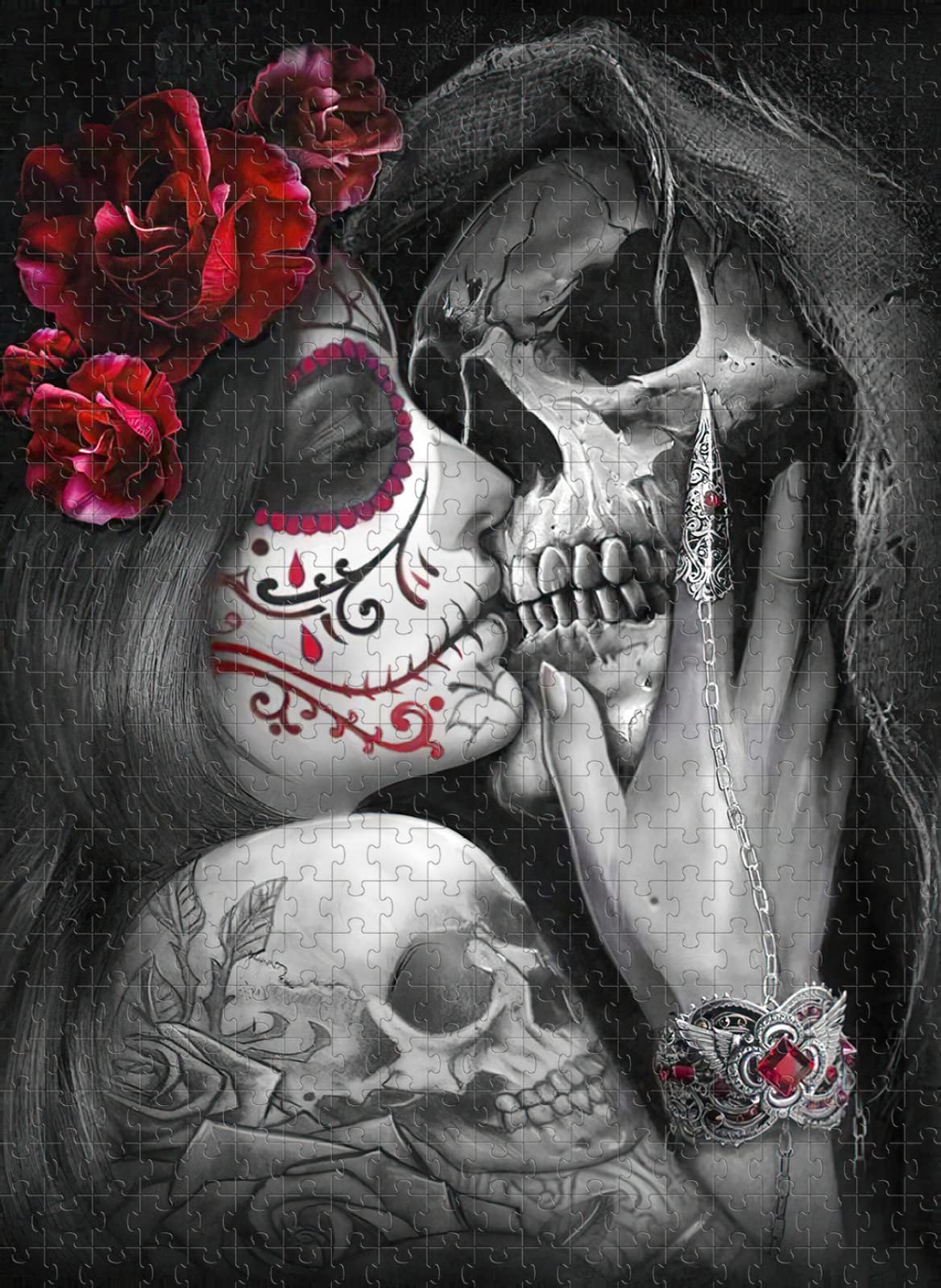 Jigsaw Puzzle 5000 Pieces Skeleton Couple Kiss Indoor Jigsaw Puzzle