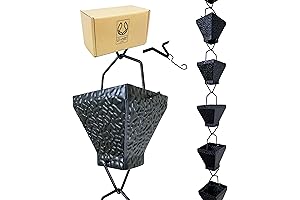 8.5 FT Metal Black Rain Chain | Rainwater Catcher & Diverter