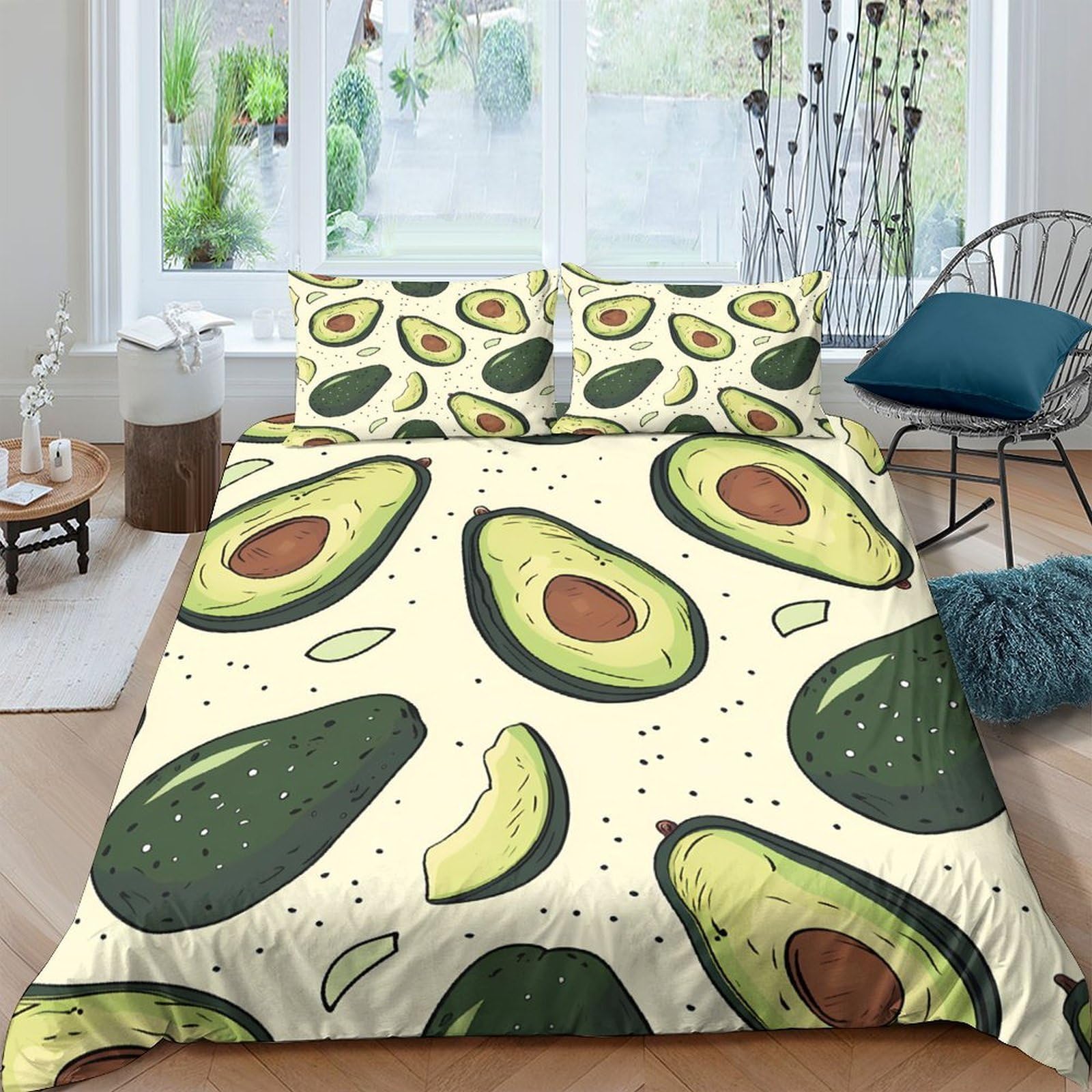 Ctjqhvkz Style-2 3D Printed Avocado Pattern Fitted Sheet Microfiber Soft Breathable Green Fruit Bed Sheet For Bedroom Dorm Decor Single（135X200cm）