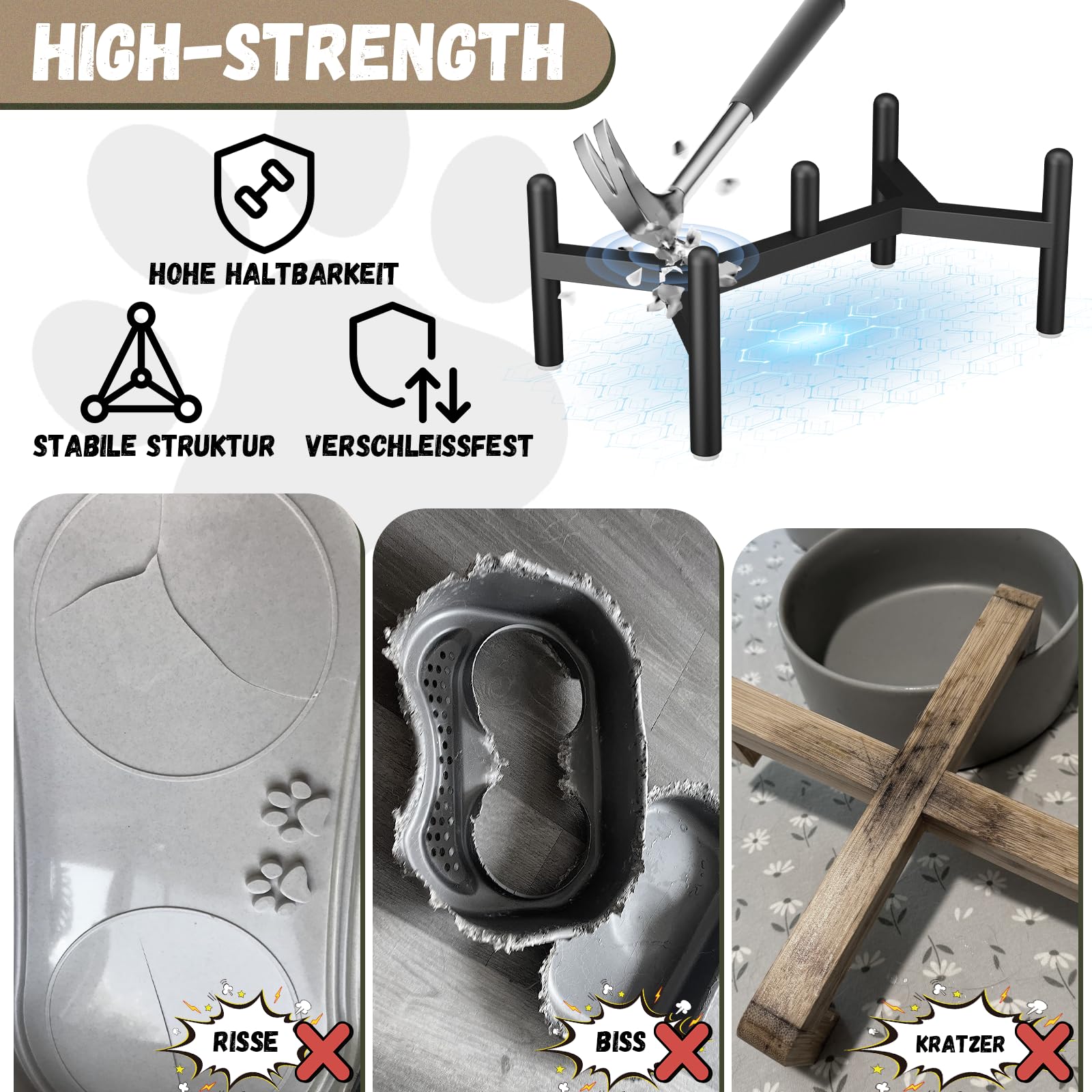 Futternapf Hund Erhöht Hundenapf Set - Doppelte Fressnapf Keramik mit Edelstahlständer - Ideal für Kleine und Mittelgroße Hunde - 660 ml x 2 - Grau