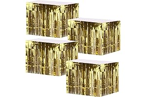 Gold Table Skirt Metallic Fringe Tablecloth 108"x29"