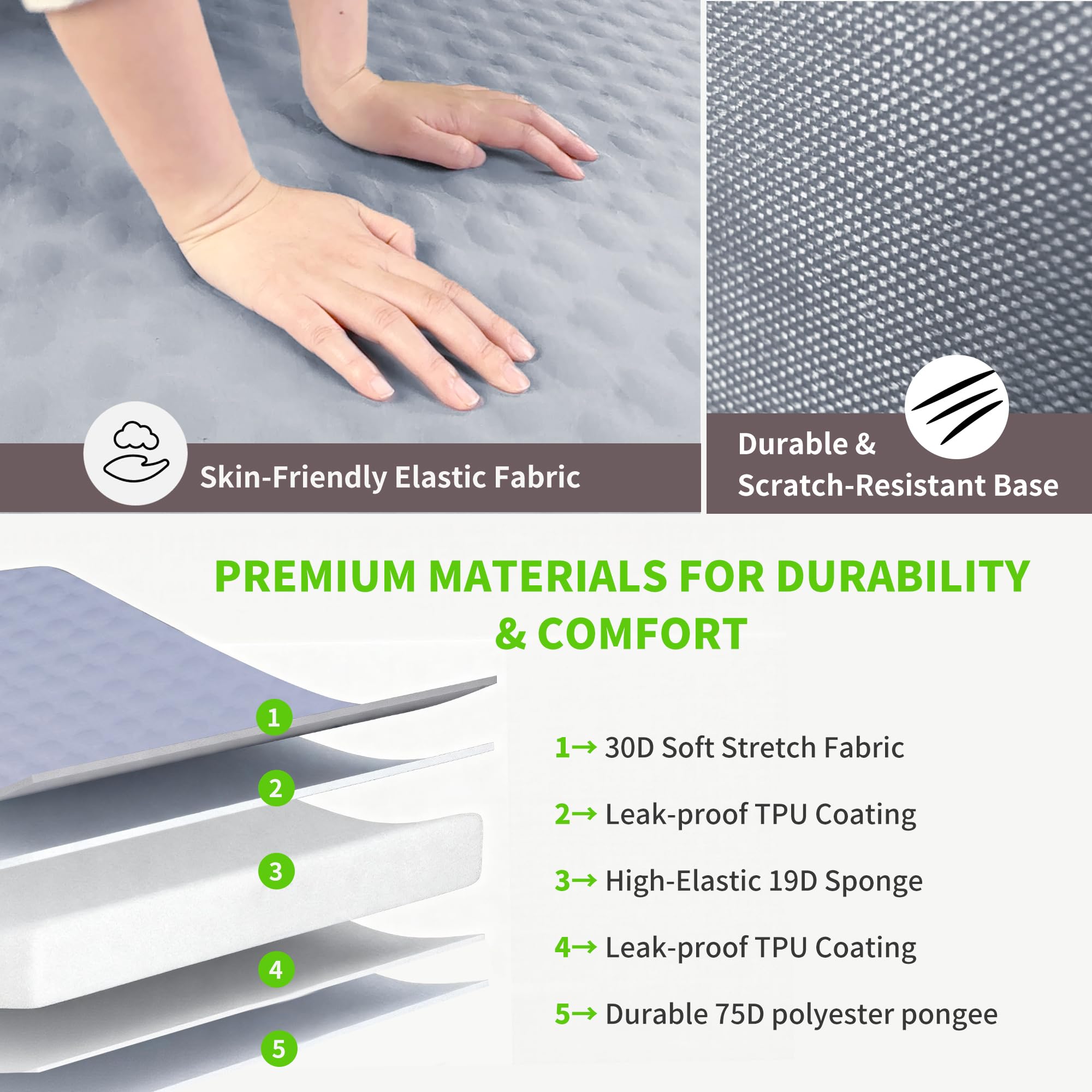 Origem Colchón Hinchable Doble Camping 200×140cm Bomba Eléctrica Integrada | 10 cm de grosor, Auto inflado y desinflado rápido, superficie de espuma para dormir en casa, camping, viajes y senderismo.