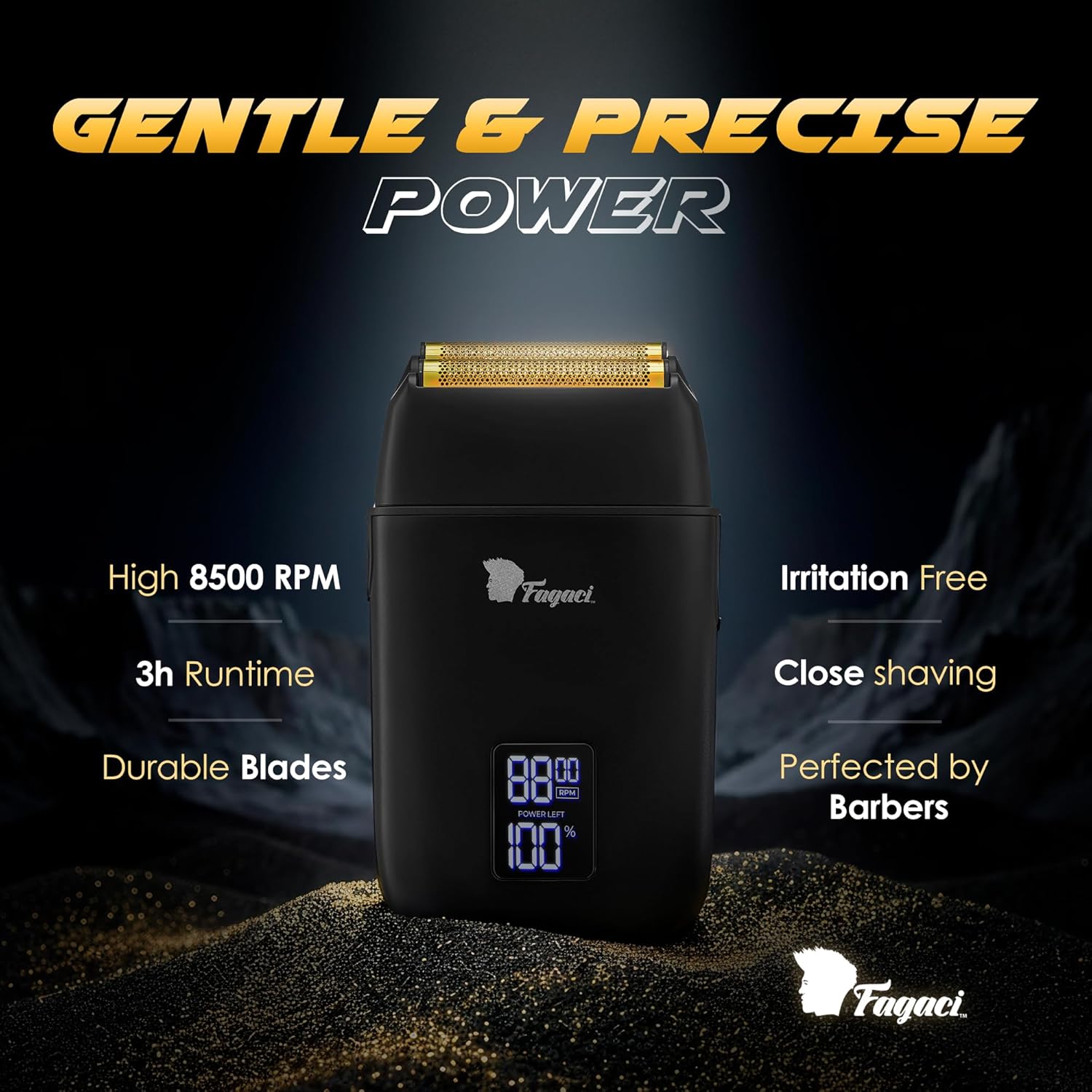 Fagaci Barber Foil Shaver for Men – Glass Smooth Shave Zero Irritation, Professional Barber Razor 8500RPM High Torque, Foil Electric Shaver for Men 3H Battery, Mens Razor for Face, Easy Clean - Image 5