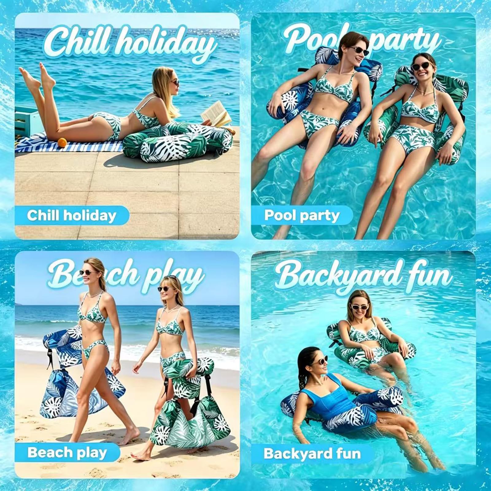 2 Stück Luftmatratze Pool, Aufblasbare Wasser Pool Spielzeug für Erwachsene, Schwimmende Pool-Flöße, Schwimmsitze, Wasserhängematte, Schwimmhängematte, Wasserspielzeug für Erwachsene und Kinder
