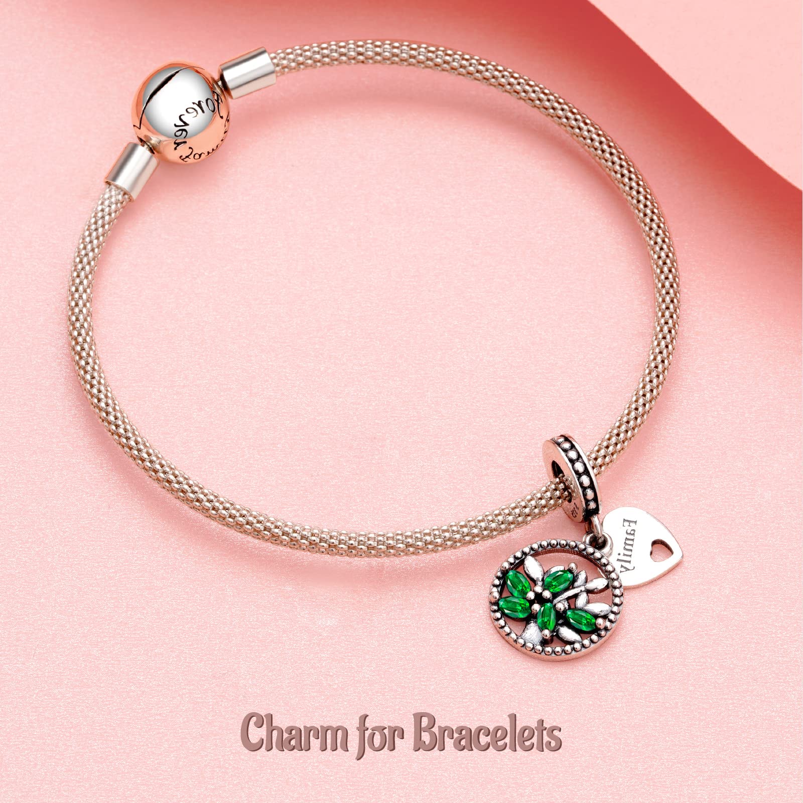 Annmors Love Heart Charm Donna argento Ciondolo a forma di, in argento Sterling 925, compatibile con braccialetti e collane europei
