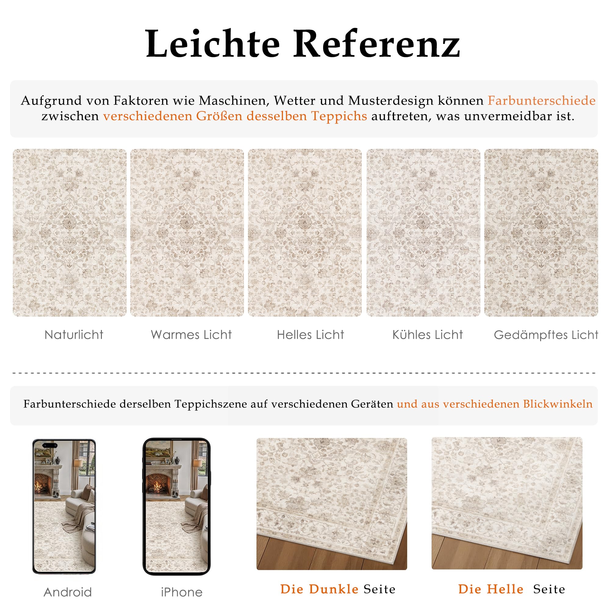 PureCozy Vintage Teppich Wohnzimmer 200x300cm Beige Waschbar Rug | Groß Teppiche,Waschbarer,Rutschfest,Weich Kurzflor,für Wohnzimmer,Schlafzimmer,Esszimmer,Büro