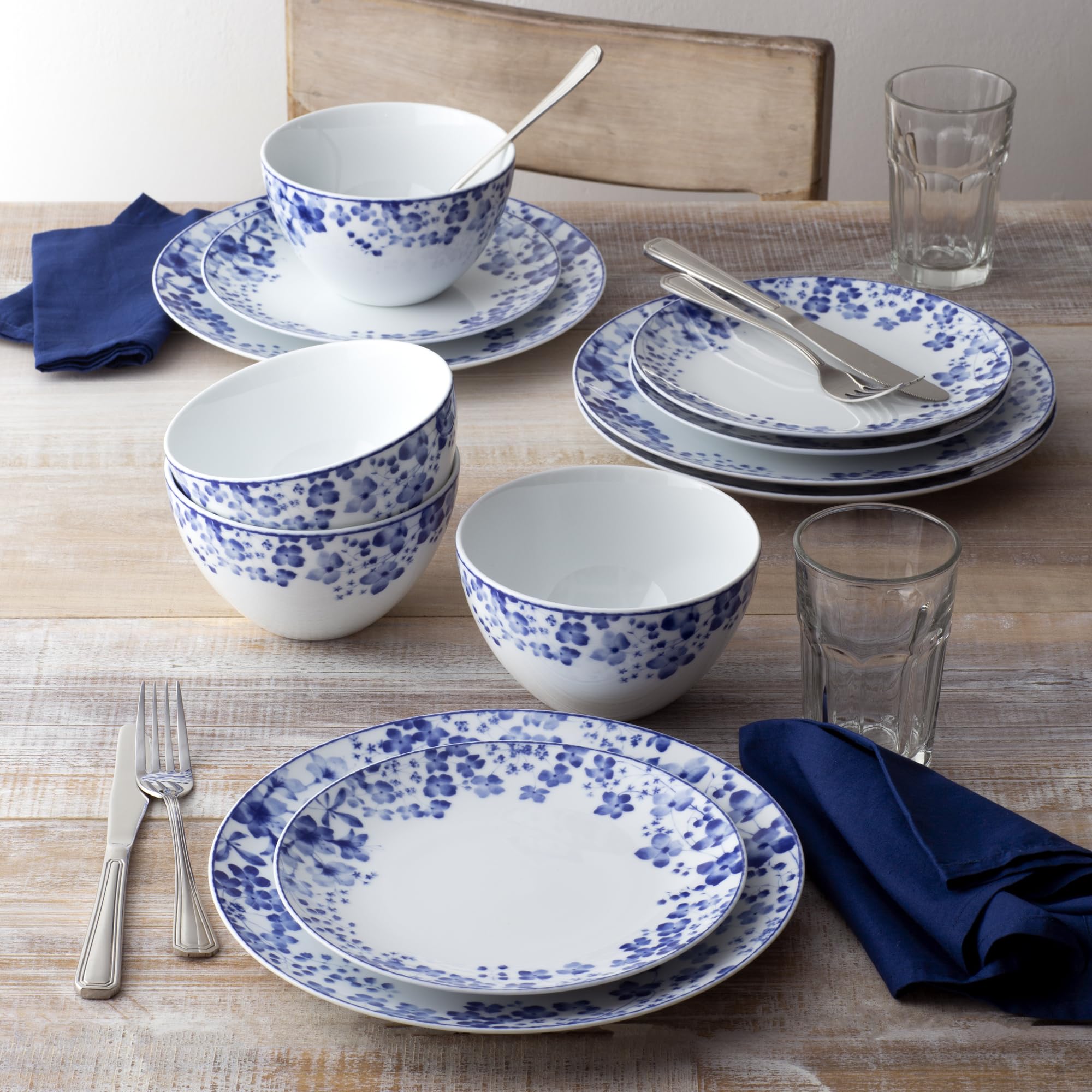 Amazon.co.jp: Noritake ブルーミントンロード ブルー 12ピース食器 