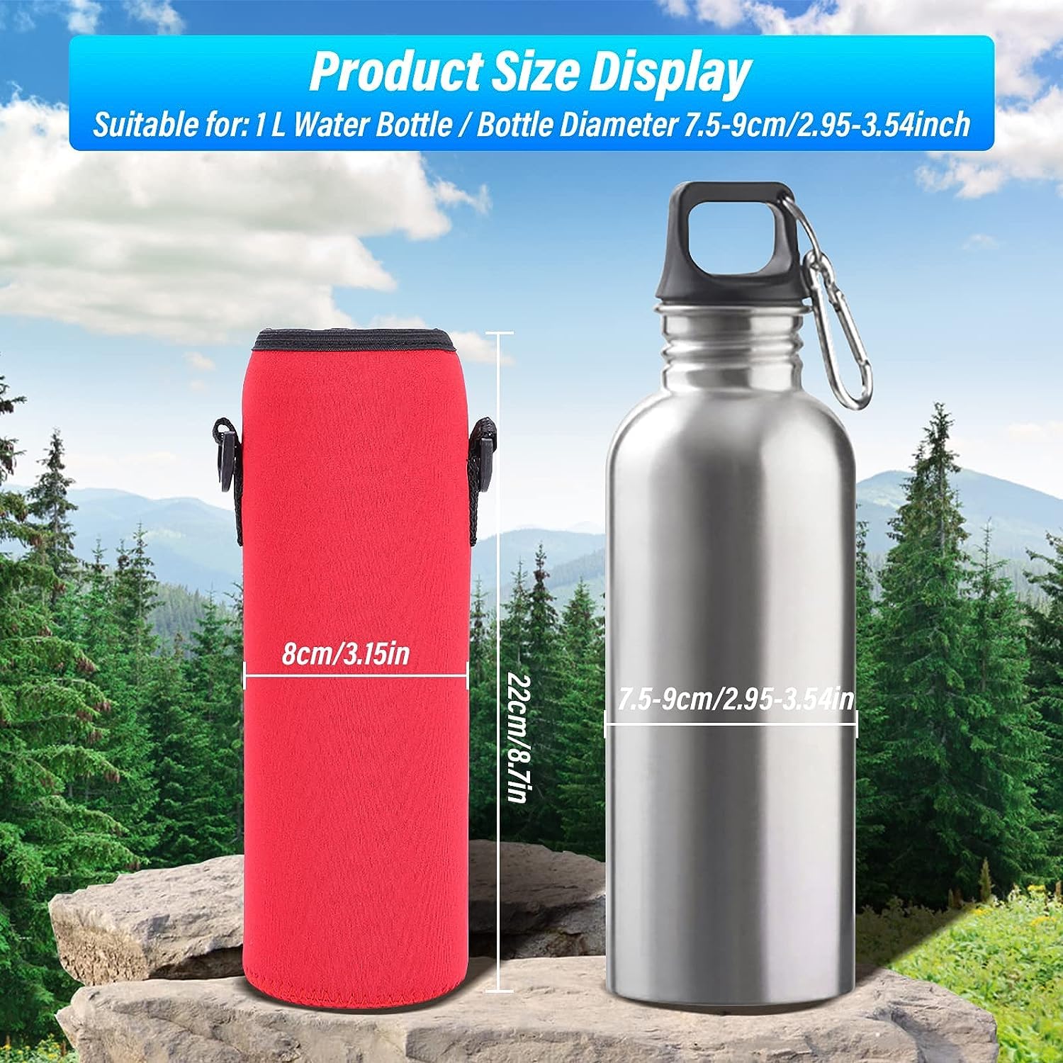 Custodia Termica In Neoprene Per Bottiglia 1L: Nera, Con Tracolla Regolabile E Protezione Anti-scottatura Per Sport Outdoor