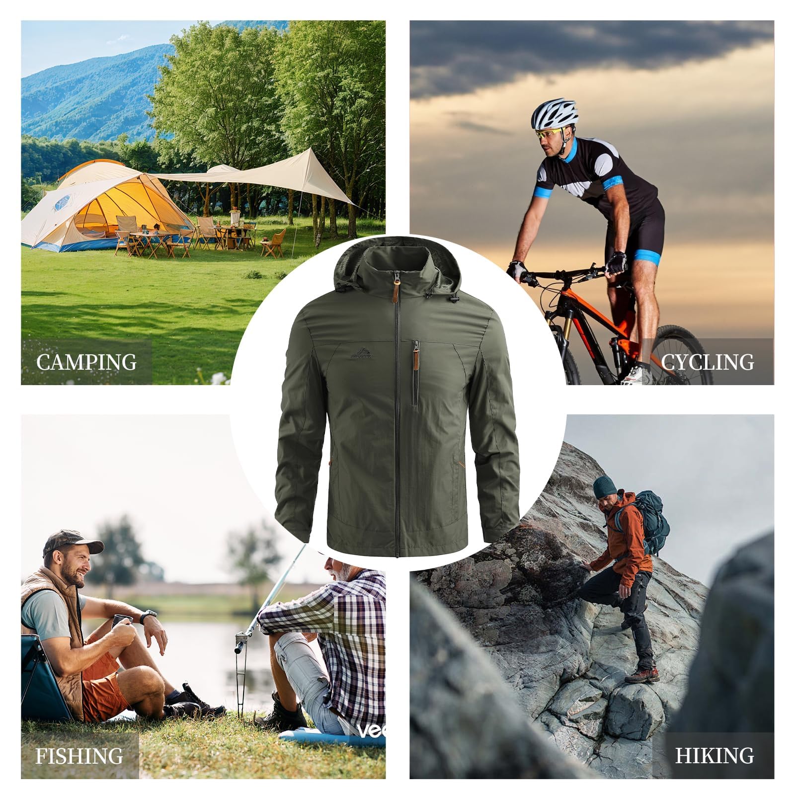 Veste imperméable d'extérieur personnalisée pour homme, logo personnalisé, texte, coupe-vent, manteau de pluie