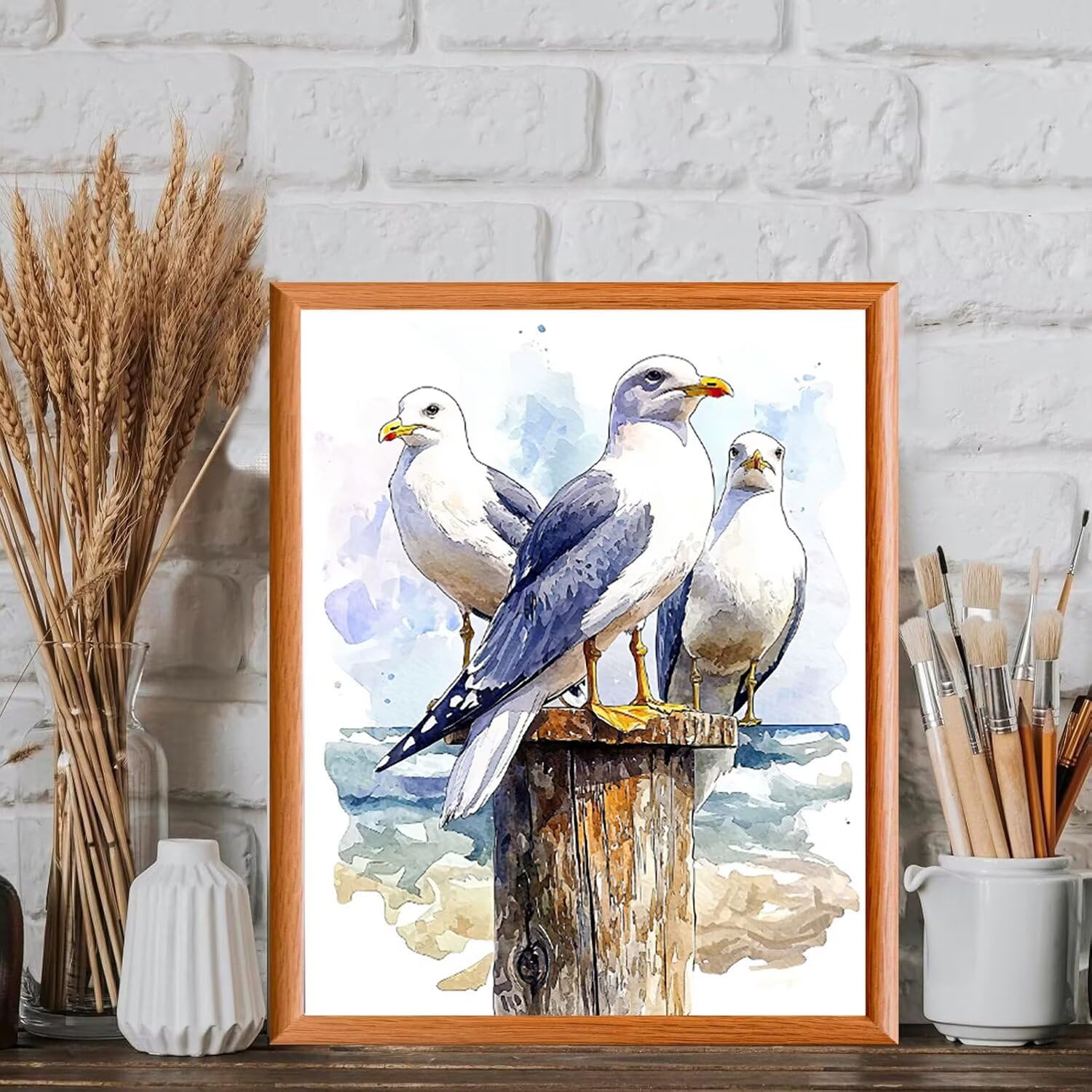 WEISHIWE Gabbiano Dipingere con i Numeri per Adulti, 70x90cm a-308 | Paint by Numbers Kit con Pennelli e Acrilico Pigmento, Fai da te Olio La Pittura di Numeri Kit, Decora la Casa, senza Cornice