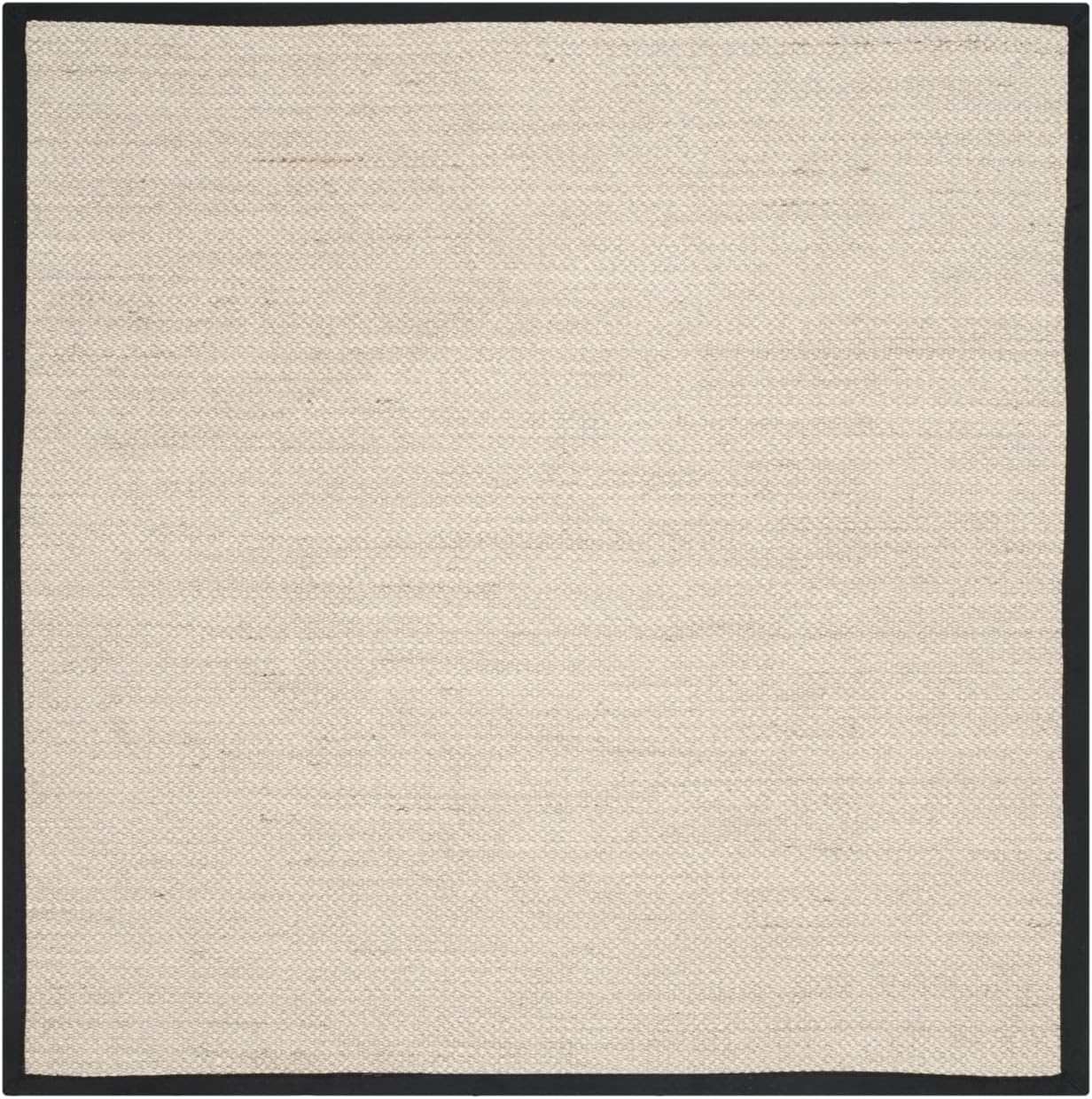 SAFAVIEH Area Rug 10' Square - Natural Fiber Collection - Large - Marble & Black, Sisal, Woven Design with Border (NF143A)