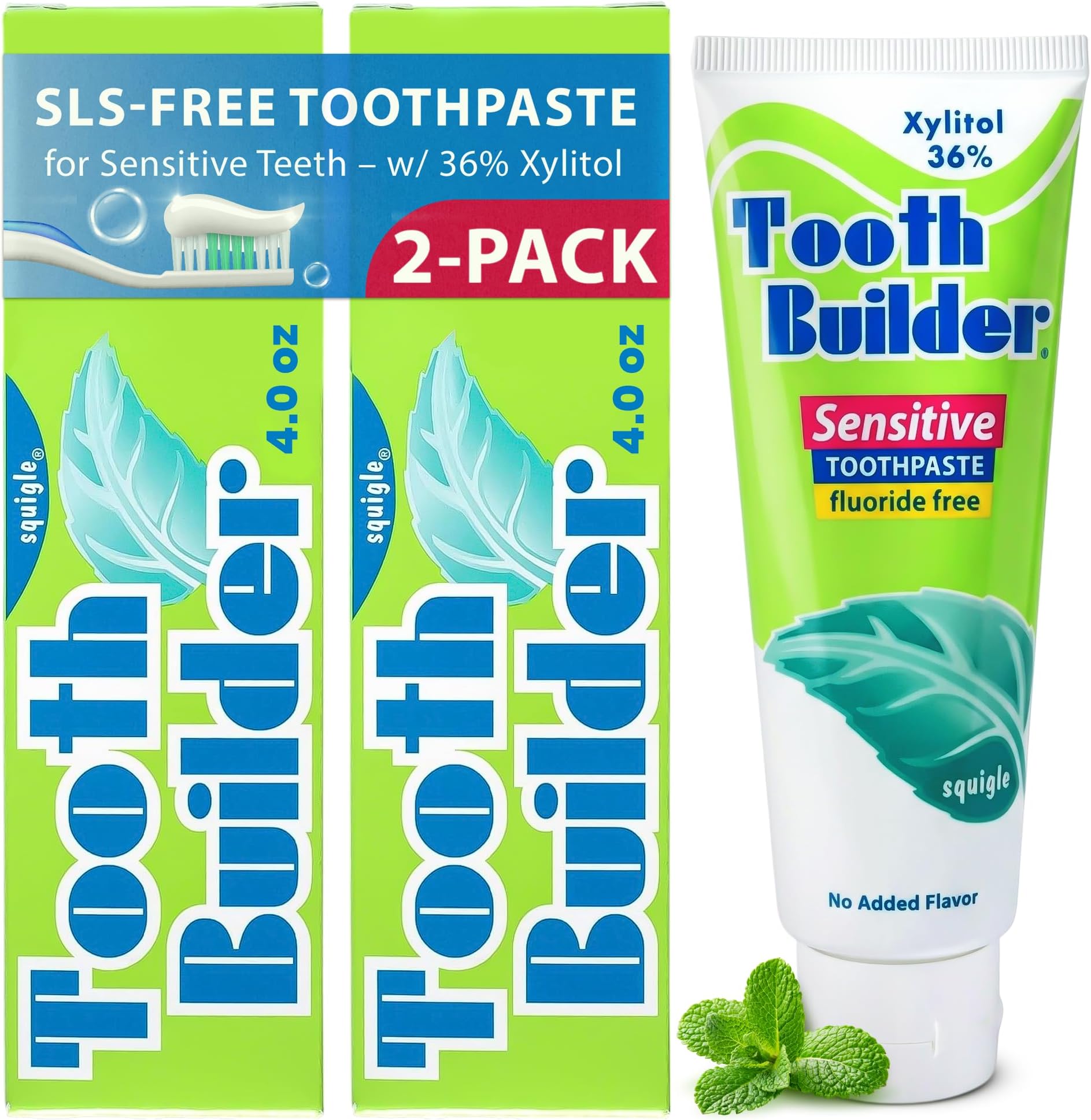 Tooth Builder SLS Free Toothpaste (Stops Tooth Sensitivity) Prevents Canker Sores, Cavities, Perioral Dermatitis, Bad Breath, Chapped Lips, 4 oz (8 Ounce (Pack of 2), Unflavored)