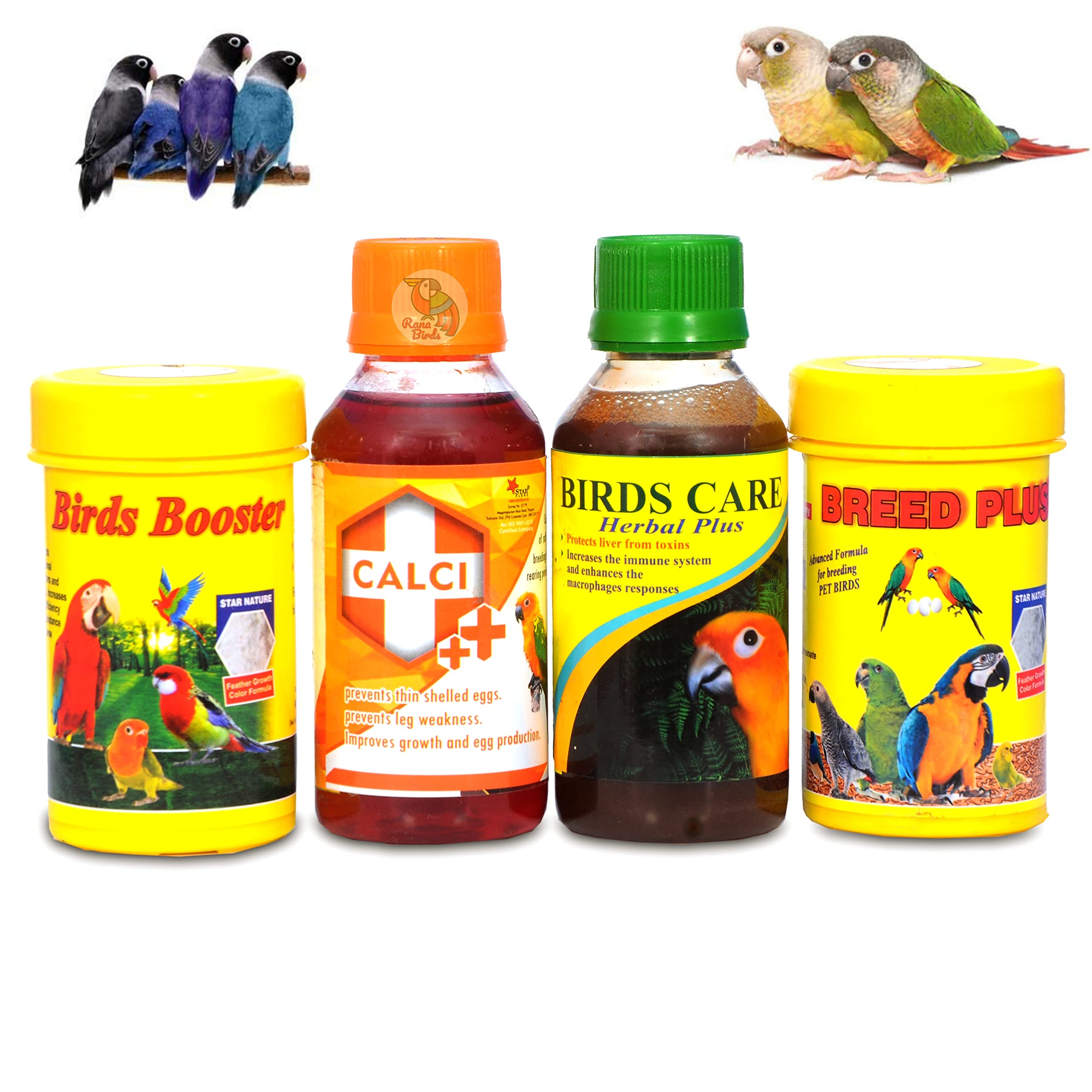 STAR FARMS Breed Plus 50g, Bird Booster 50g + Birds Care 100ml & Calci Plus 100ml Health Supplements for Birds, 300 gm - (Combo Pack of 4) (B09YYL9LQ8) Amazon Price History, Amazon Price Tracker