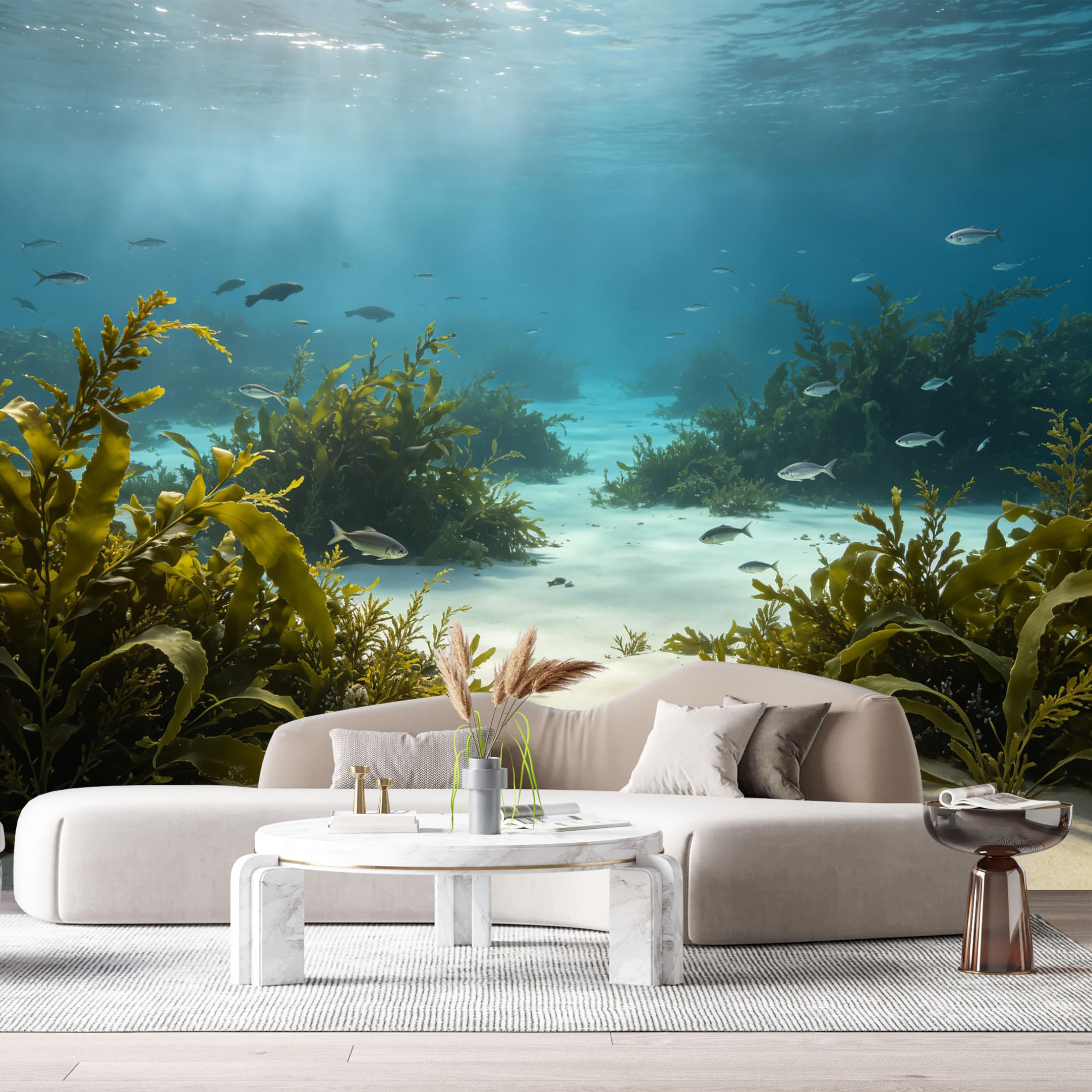 Custom Size Wall Murals Ocean Marine Tropical Underwater Seaweed Sand Shells SelfAdhesiveWall Fabric Removable Wallpaper Wall Decor for Living Room Bedroom Bathroom