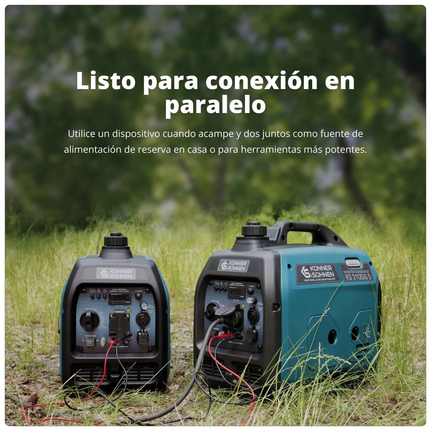 Generador de gas LPG/gasolina KS 3100iG S de Könner & Sönnen. Generador de corriente de emergencia 3100 W, toma Schuko de 230 V, 2 puertos USB, indicador LED, modo ECO, generador de energía EURO V.