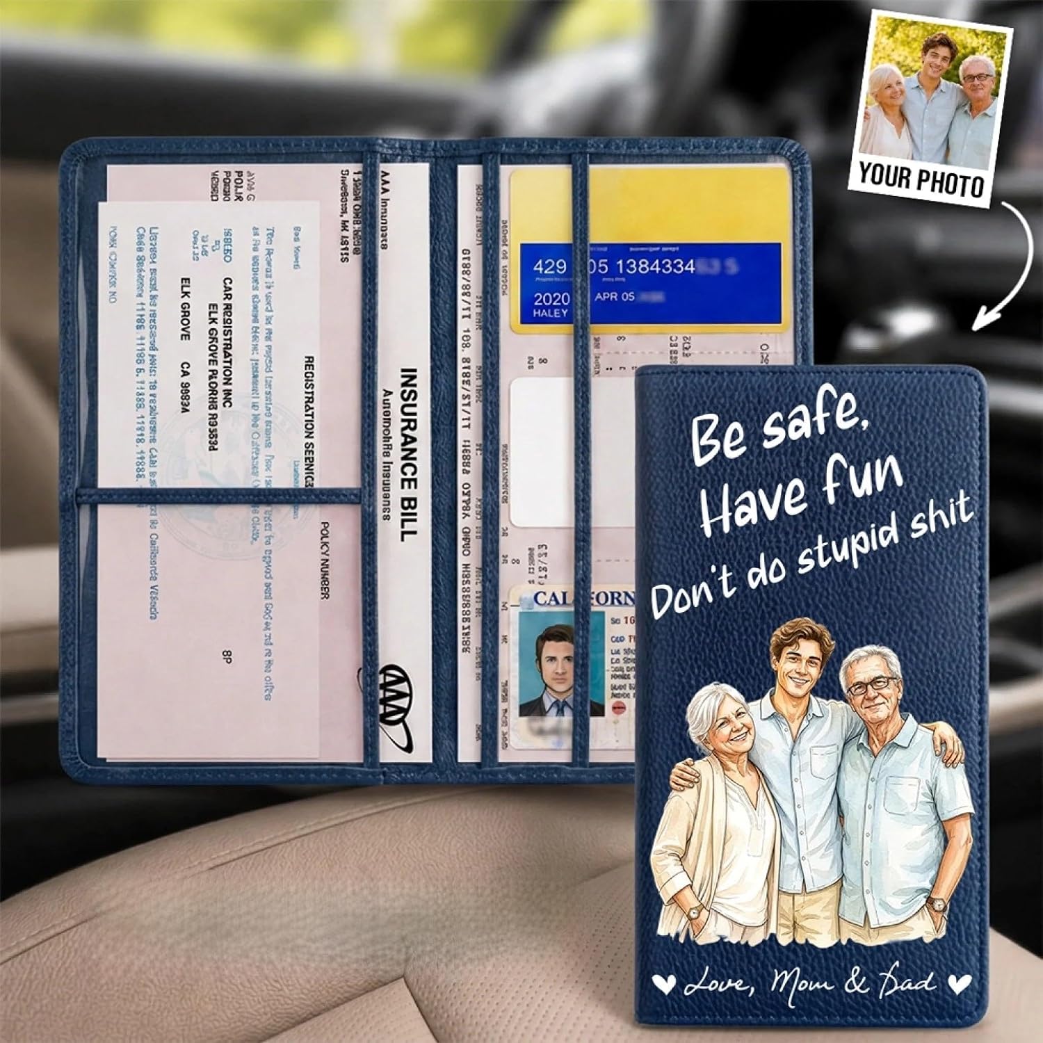 Wrappiness Custom Photo Family Essential Paperwork Holder for Contact Cards