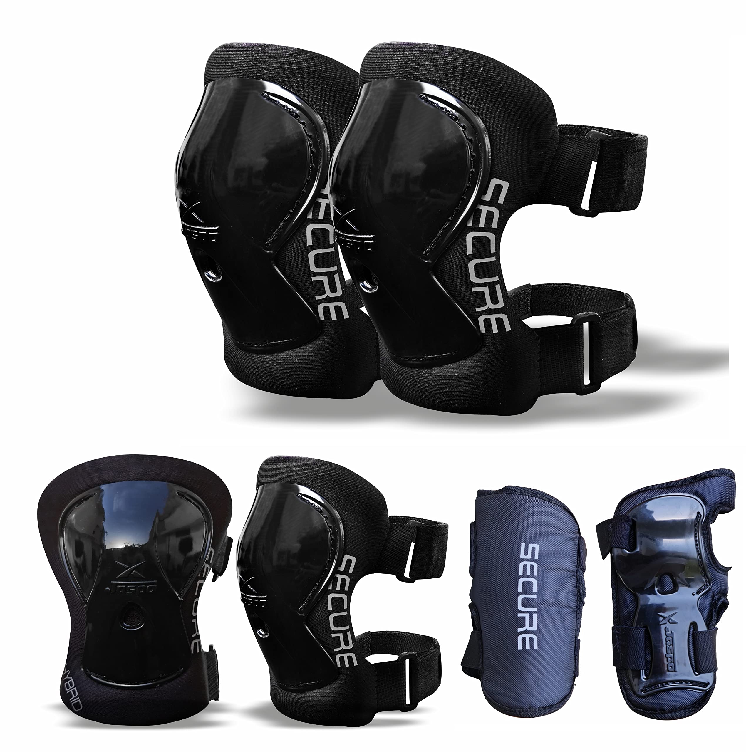 Jaspo - Skating/Cycling/Scooter/Roller Skates Kids Skating 6 Pcs. Guard Set (Knee,Elbow & Palm Guard) S