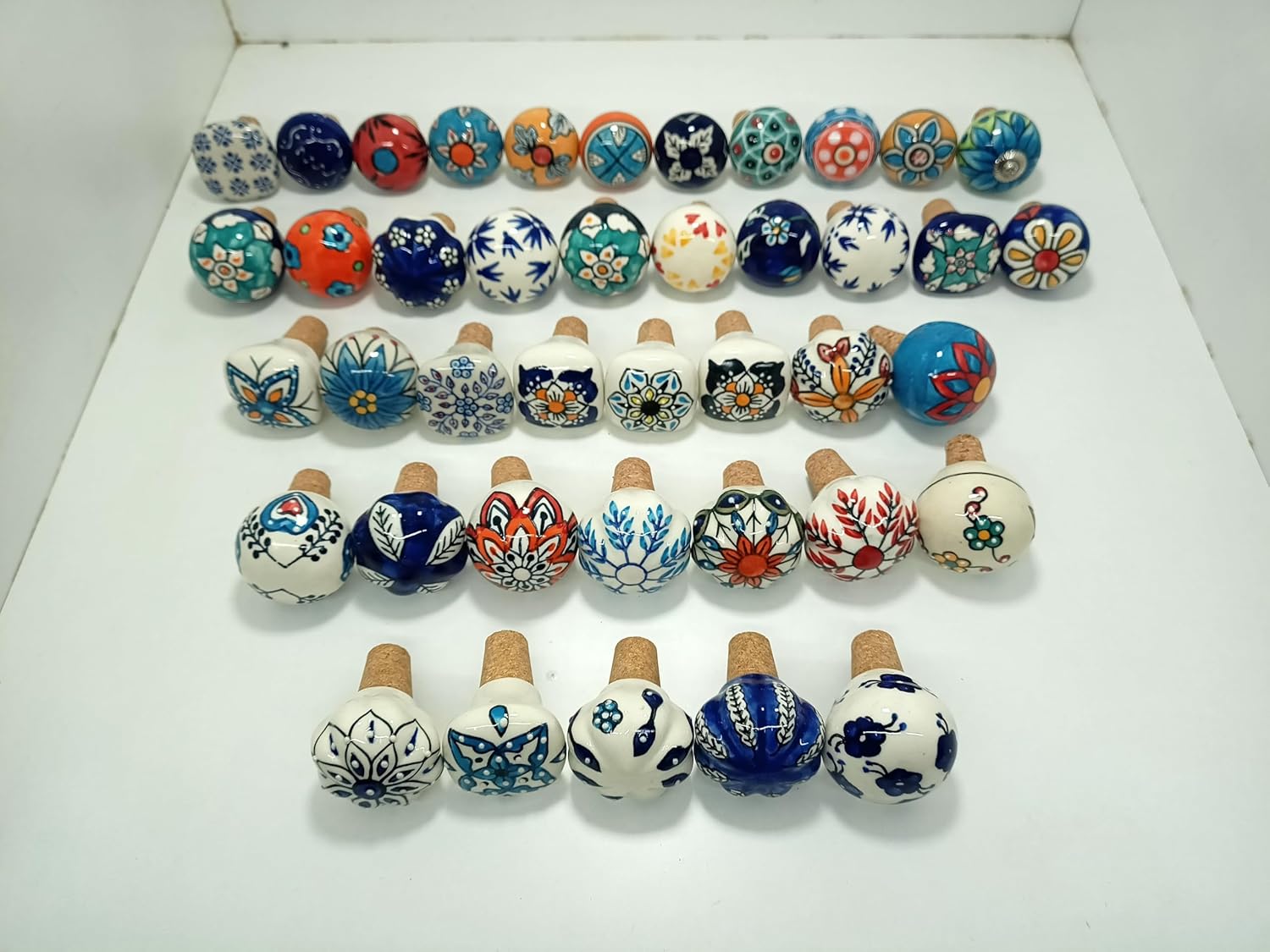 Handmade Ceramic Bottle Stopper | Decorative Wine Bottle Stopper with Stainless Steel Base | Reusable Airtight Wine Saver Gift for Kitchen & Bar (10)