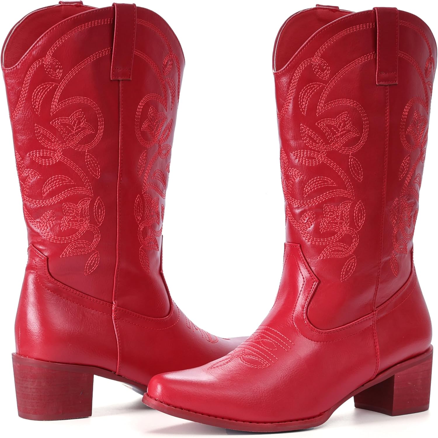 IXU Cowboy Boots For Women Wide Calf Pointy Toe Cowgirl Mid Calf... - Picture 11 of 55