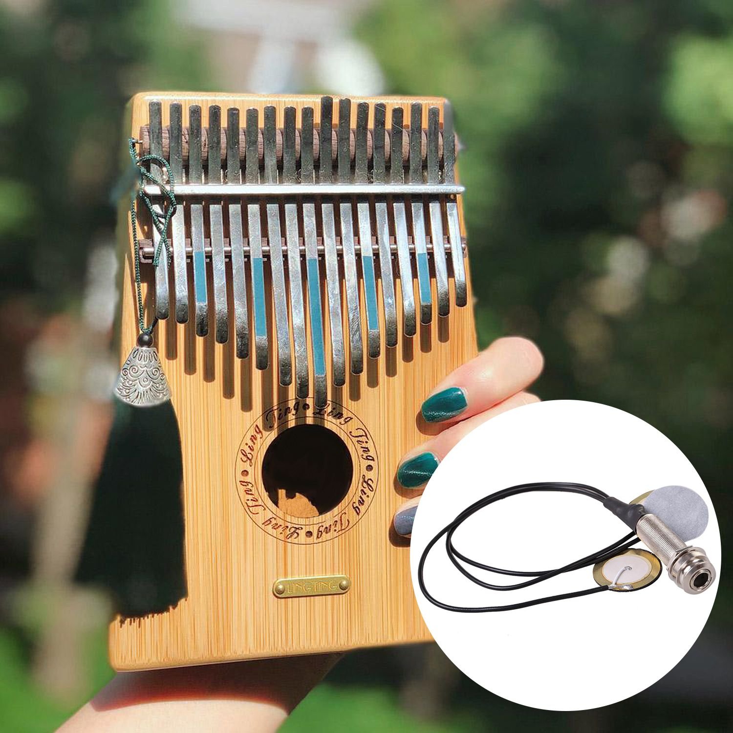 Piezo Contact Microphone 3 Transducer Pickups with end pin jack for Kalimba