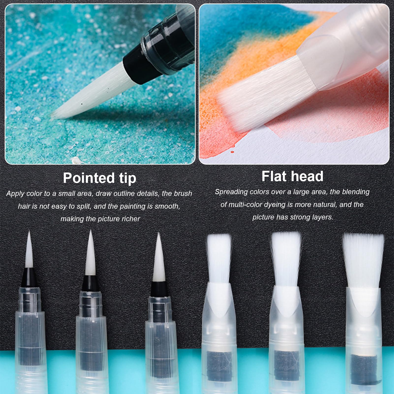 Set Di 6 Pennelli Acquerello Con Serbatoio D'Acqua - Per Pittura E Disegno - Foto 5