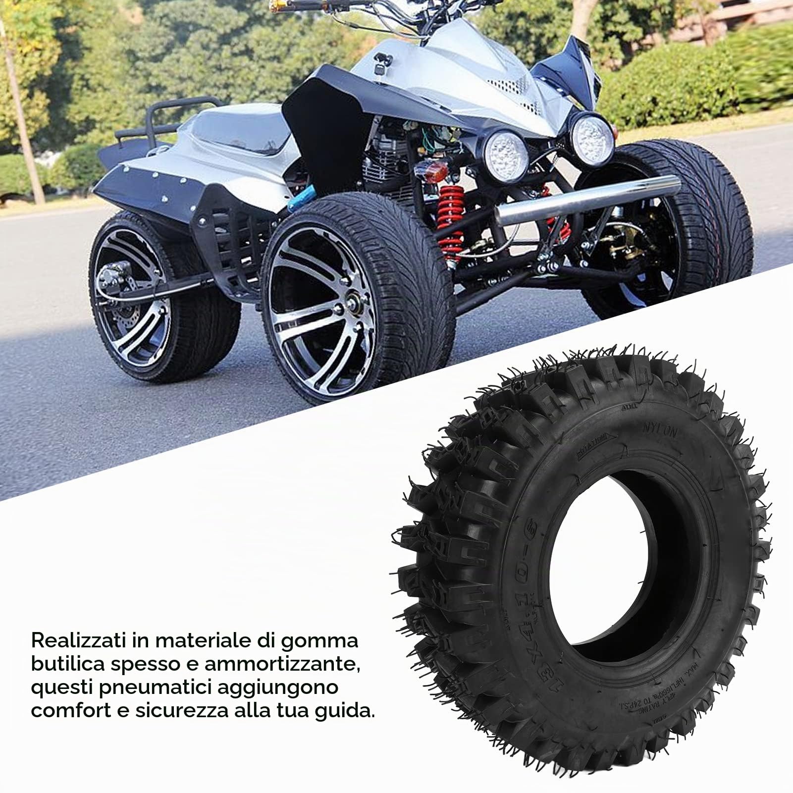 Pneumatico Moto, Antiscivolo Addensato per Neve 13x4.10-6 in Gomma Pneumatico ATV for Kart Mini 4WD 49cc Spazzaneve Escursionismo Invernale