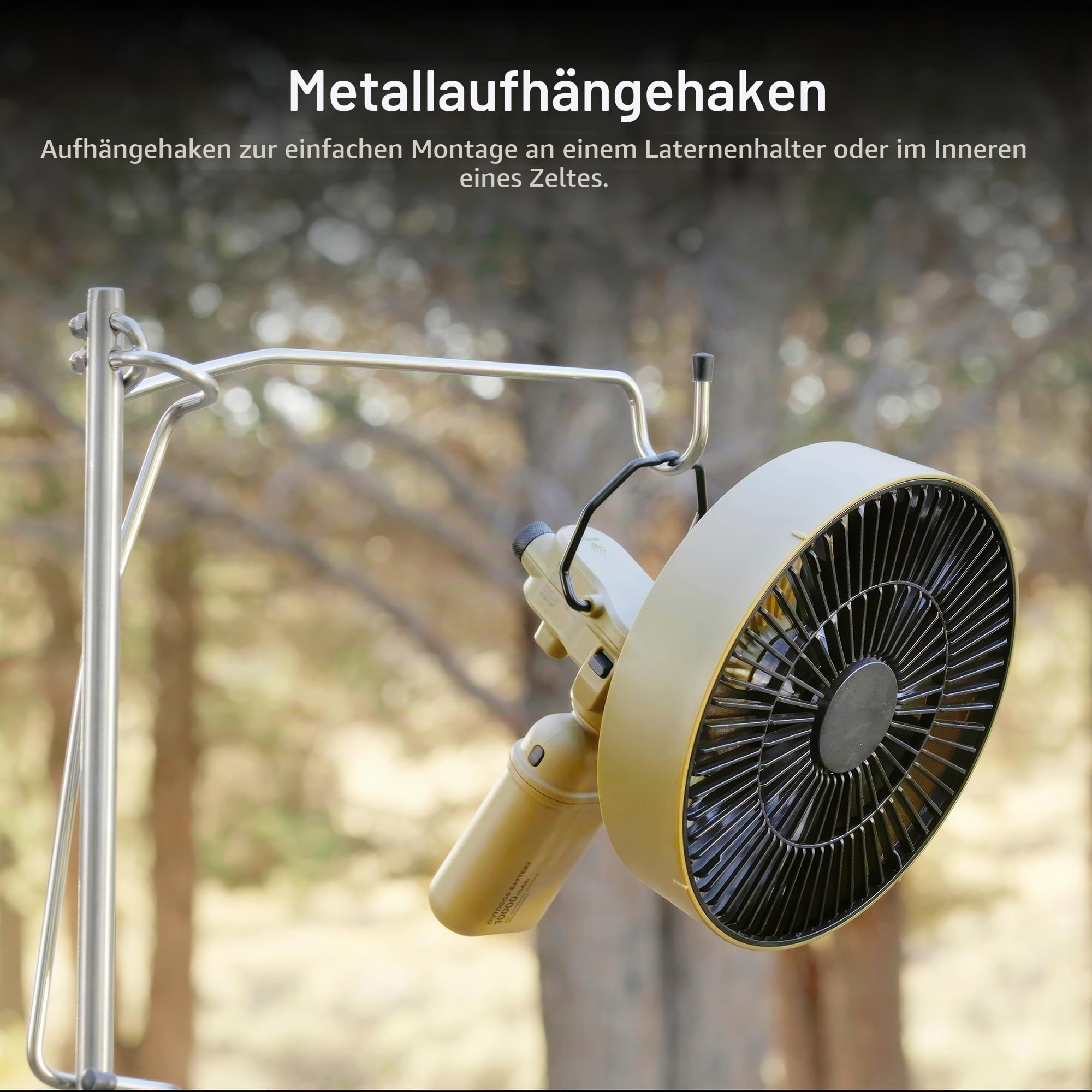 エレコム(ELECOM) NESTOUT Outdoor Camping Fan with Tripod, 4 Speed Settings & Breeze Mode, 3 Angle Oscillation, 90° Adjustable Tilt, Auto Timer (30/60/90 mins), USB C Compatible, Portable Tent Fan (Black)