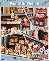 Vista 5 de CUTEBEE - Kit de rincón de libros - Casa de muñecas en miniatura de panadería pastelería DIY para adultos, decoración de estantería de casa pequeña