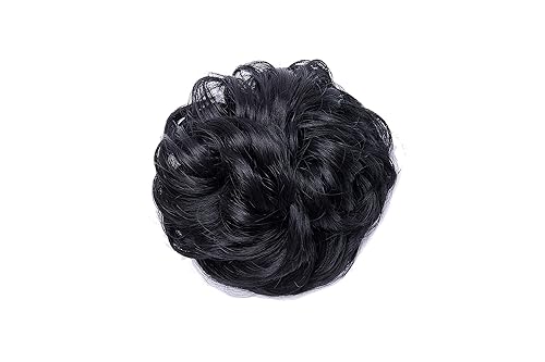 Miniatura 3 de Hairro Moño desordenado para mujer, recogido y ondulado, sintético con forma de dona elástica, grueso, elástico, para boda, novia, moño con