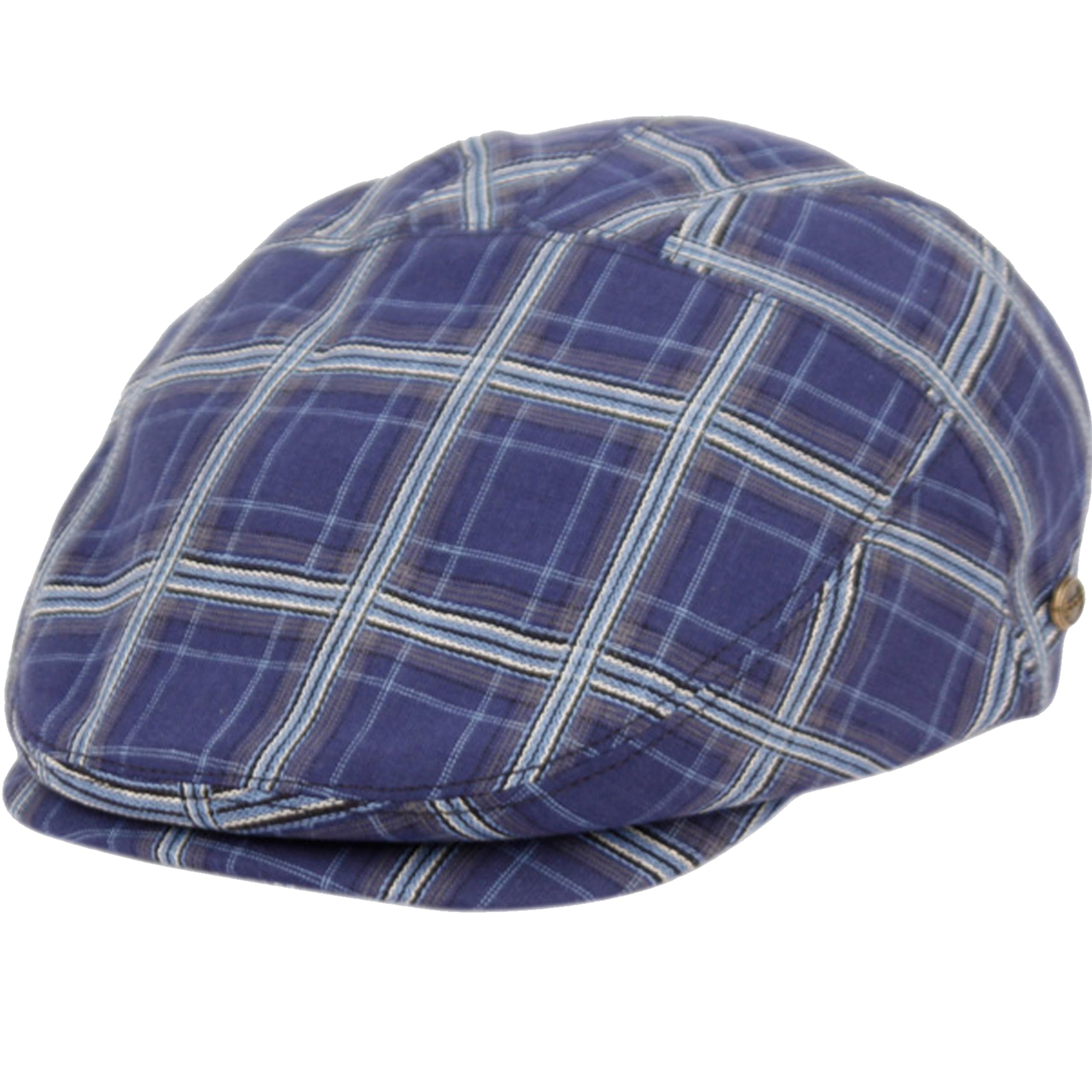 Epoch Men's Cotton Flat Ivy Caps Summer Newsboy Hats (US, Alpha, Large, X-Large, Navy PLAID-IV4021)