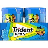 Trident Vibes SOUR PATCH KIDS Blue Raspberry Sugar-Free Chewing Gum, 4 Bottles of 40 Pieces (160 Total Pieces)
