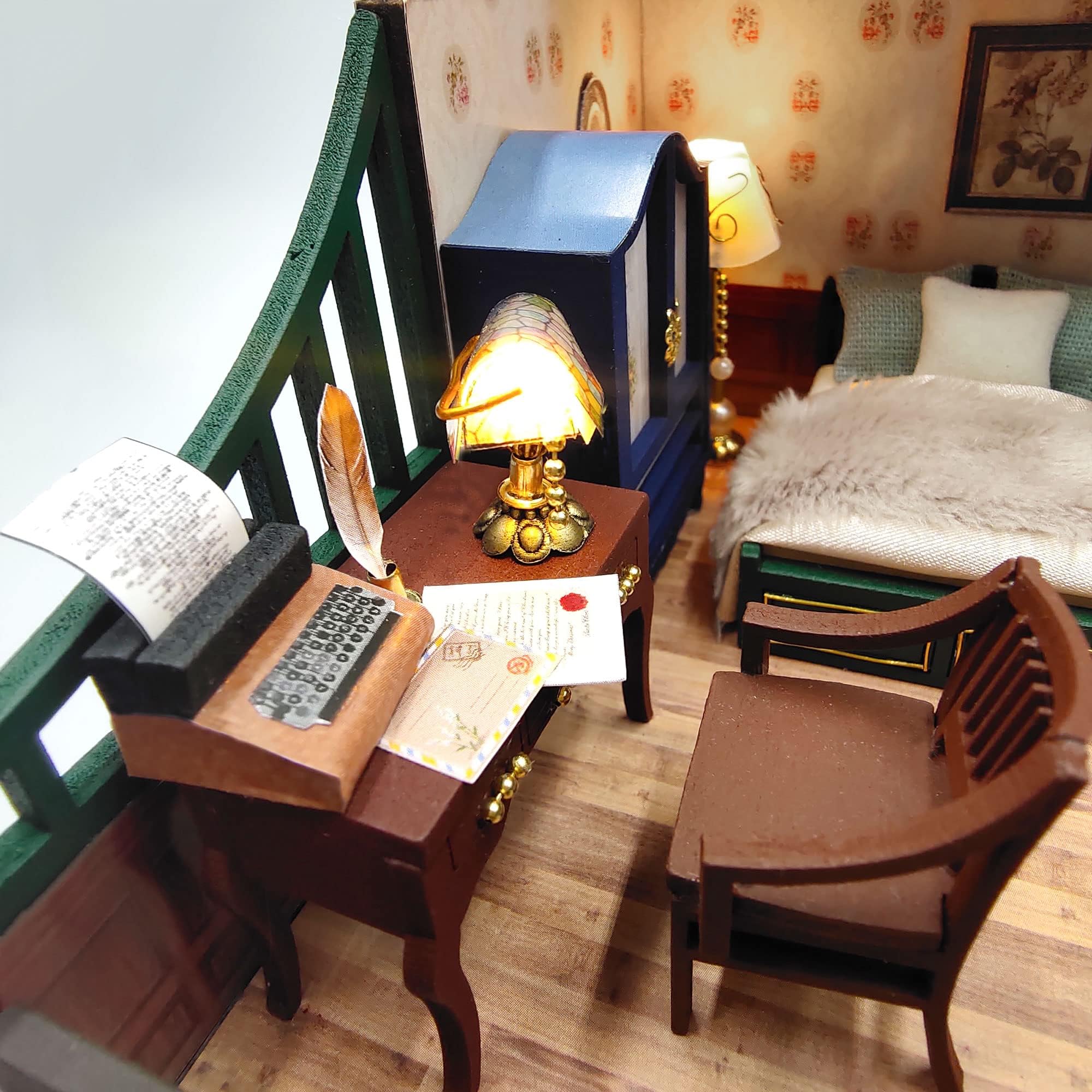 Cuteefun Casa en Miniatura para Montar, Casa de Munecas Miniatura con Muebles, Kit de Casas de Manualidades DIY con Herramientas, Idea de Regalo Creativa (DesváN De La Vendimia)