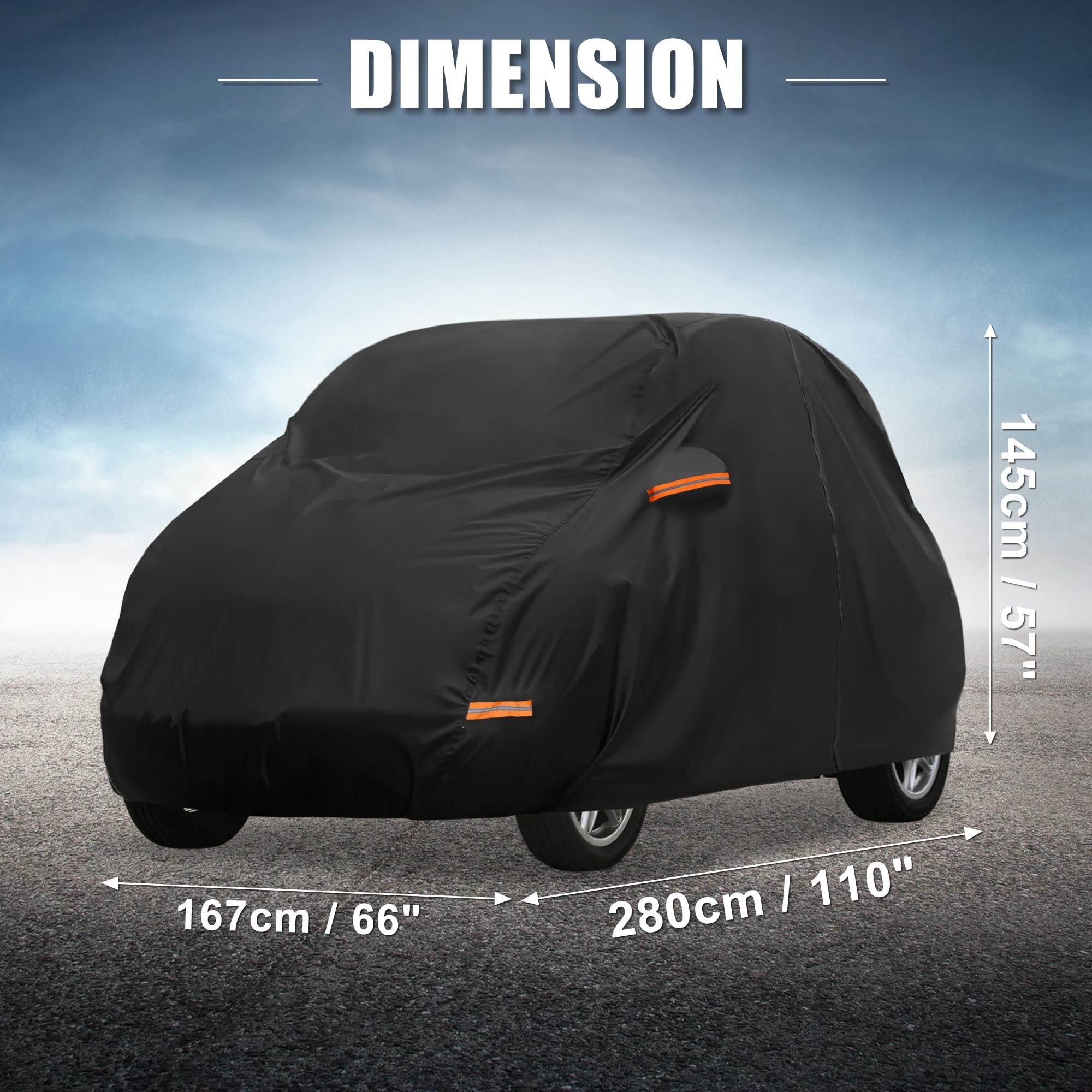 X AUTOHAUX Car Cover for Smart Fortwo 2007-2019 210D-PU Outdoor Full Car Cover All Weather with Door Zipper — view 7