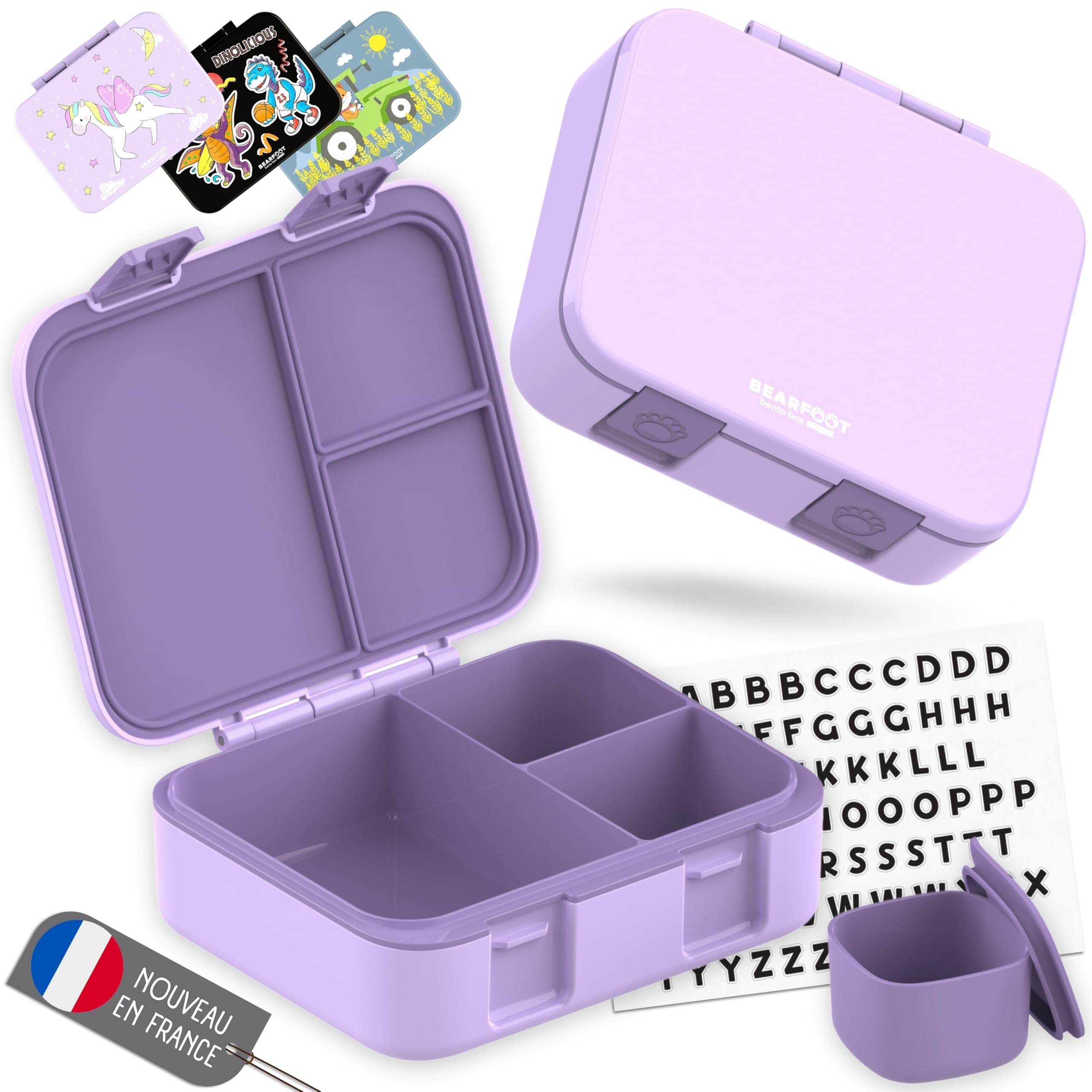 Boîte à déjeuner Bento Omie compartimentée en plastique prune violette